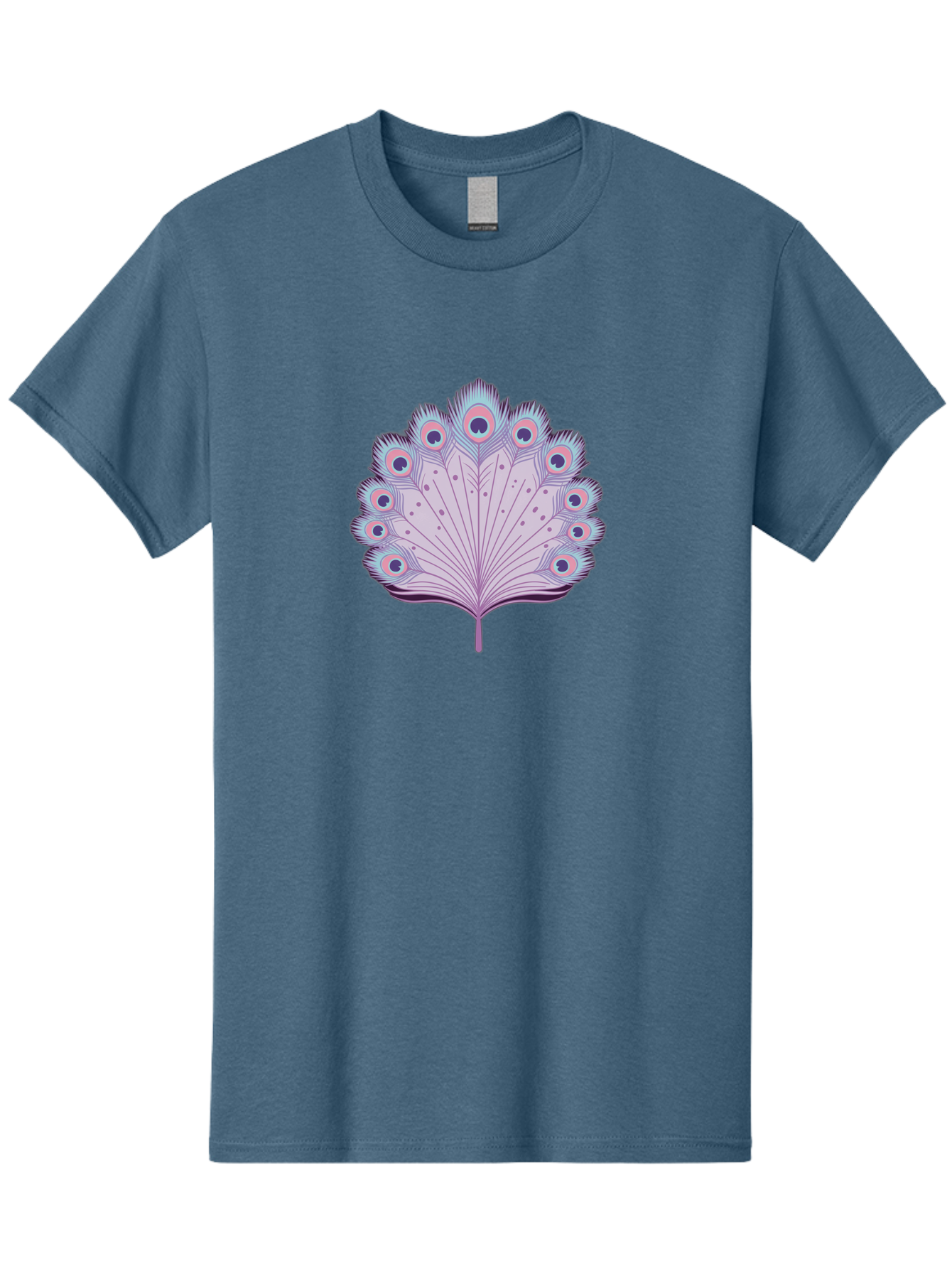 Peacock-Feather-4 Men'S Graphic Tee, 100% Cotton, Comfortable Casual Summer Wear, Machine Washable, Peacock Feather, Pastel Colors, Vibrant Feathers, Colorful Plumage, Nature-Inspired Art, Whimsical Design, Decorative Motif, Symbolic Imagery, Bab112