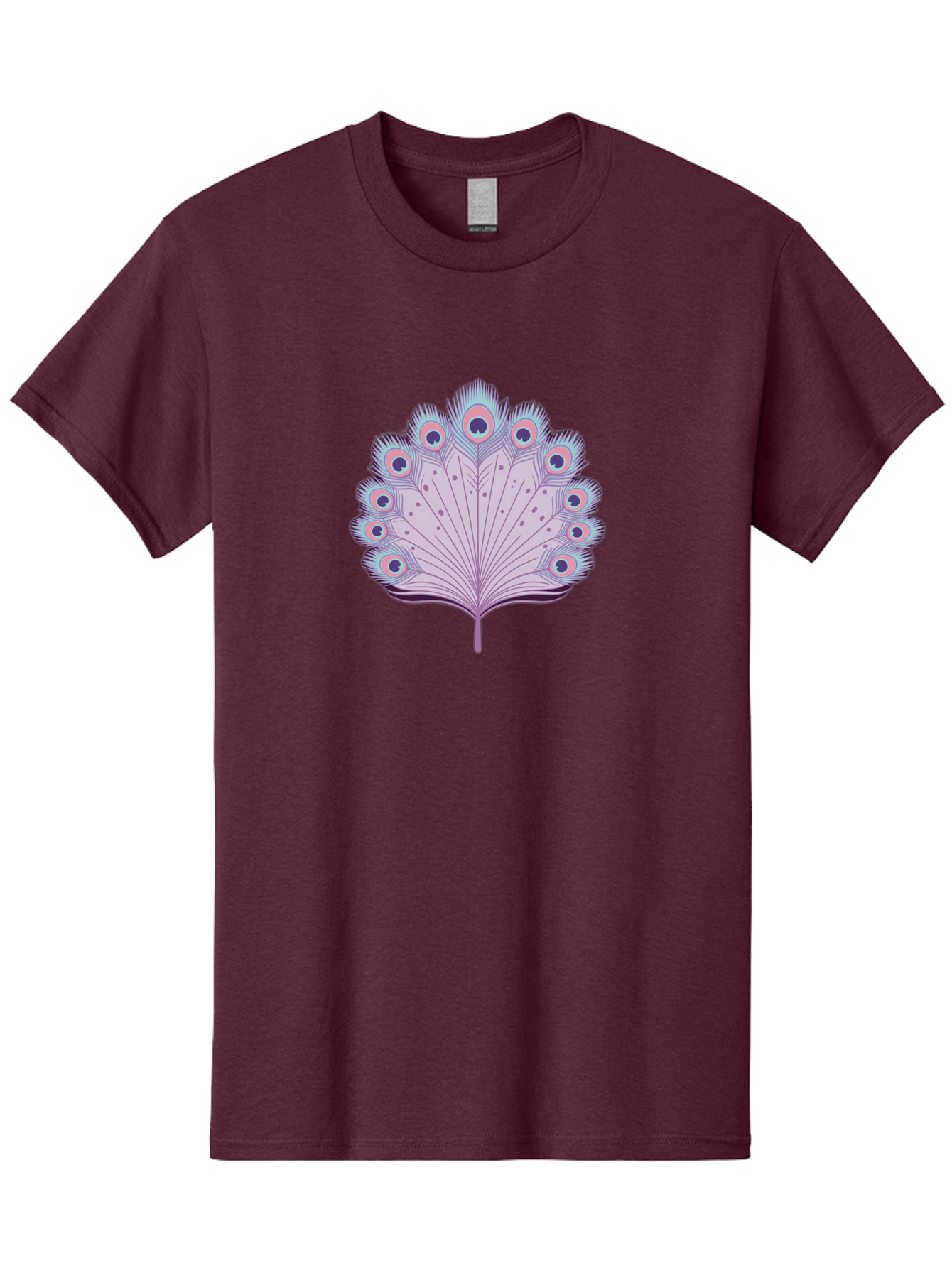 Peacock-Feather-4 Men'S Graphic Tee, 100% Cotton, Comfortable Casual Summer Wear, Machine Washable, Peacock Feather, Pastel Colors, Vibrant Feathers, Colorful Plumage, Nature-Inspired Art, Whimsical Design, Decorative Motif, Symbolic Imagery, Bab112