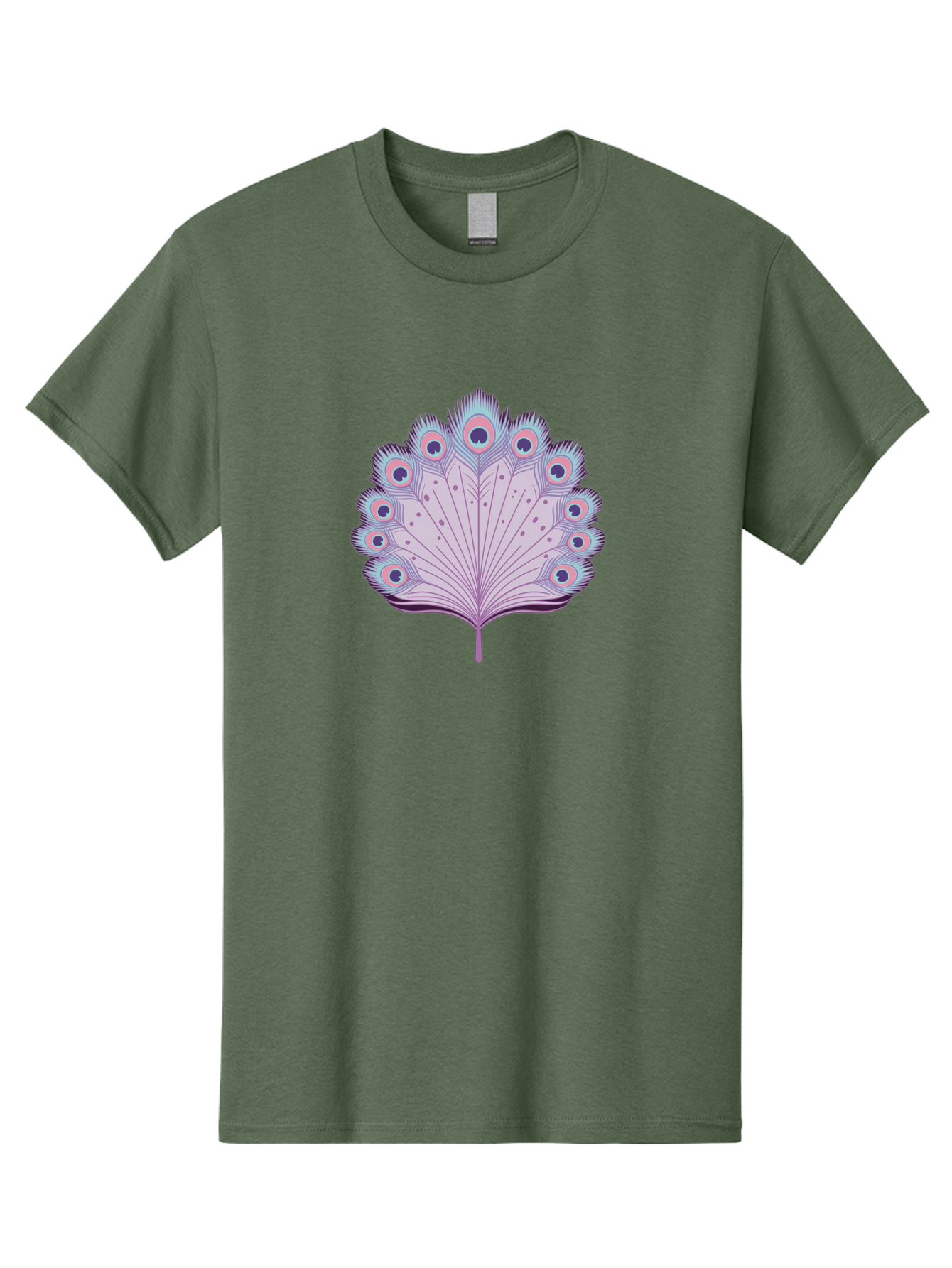 Peacock-Feather-4 Men'S Graphic Tee, 100% Cotton, Comfortable Casual Summer Wear, Machine Washable, Peacock Feather, Pastel Colors, Vibrant Feathers, Colorful Plumage, Nature-Inspired Art, Whimsical Design, Decorative Motif, Symbolic Imagery, Bab112