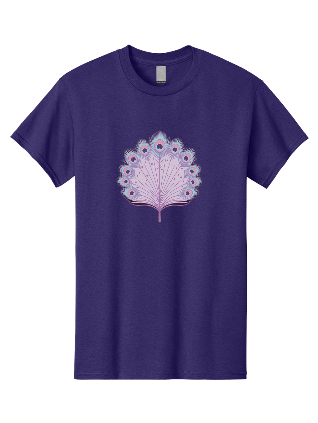 Peacock-Feather-4 Men'S Graphic Tee, 100% Cotton, Comfortable Casual Summer Wear, Machine Washable, Peacock Feather, Pastel Colors, Vibrant Feathers, Colorful Plumage, Nature-Inspired Art, Whimsical Design, Decorative Motif, Symbolic Imagery, Bab112