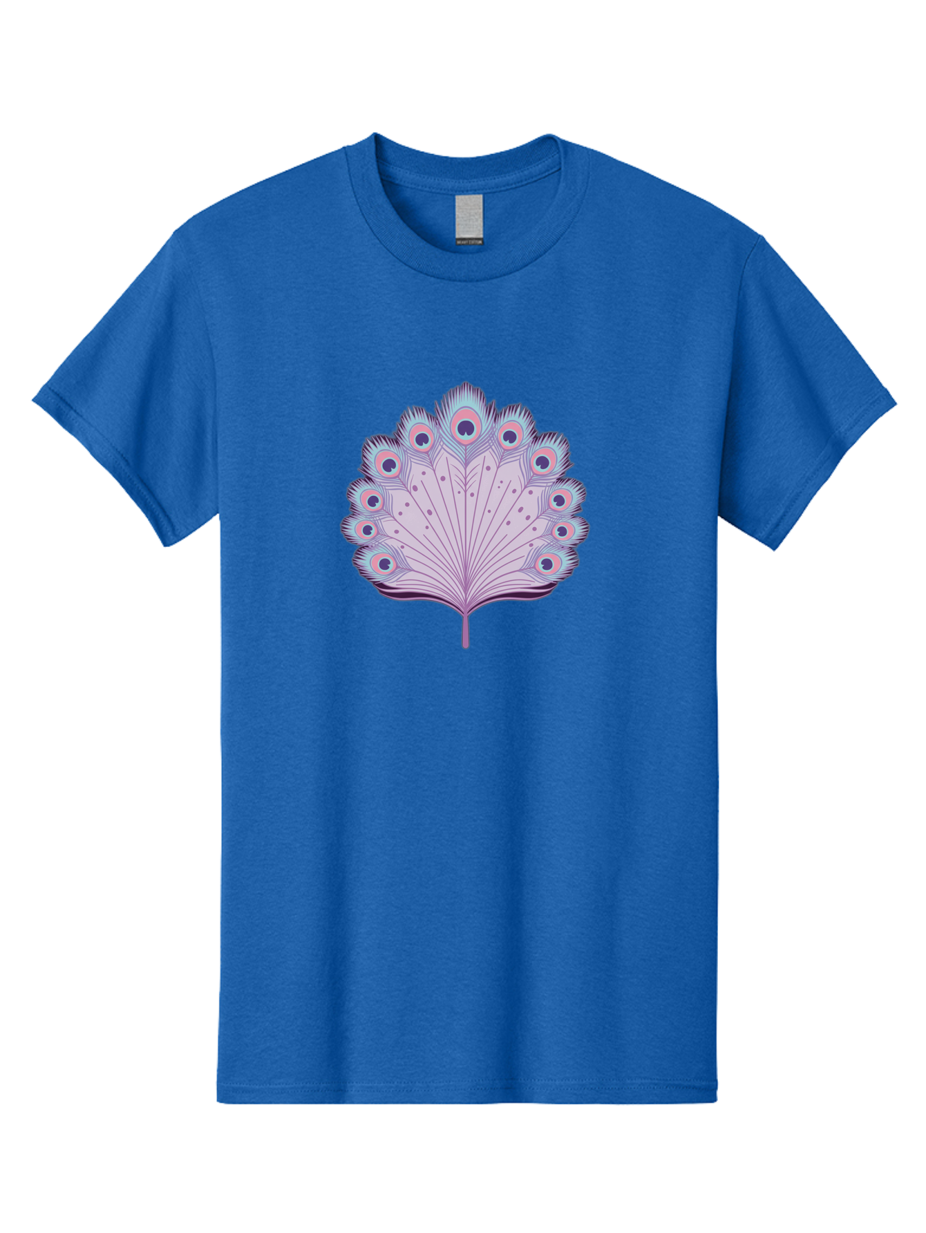 Peacock-Feather-4 Men'S Graphic Tee, 100% Cotton, Comfortable Casual Summer Wear, Machine Washable, Peacock Feather, Pastel Colors, Vibrant Feathers, Colorful Plumage, Nature-Inspired Art, Whimsical Design, Decorative Motif, Symbolic Imagery, Bab112