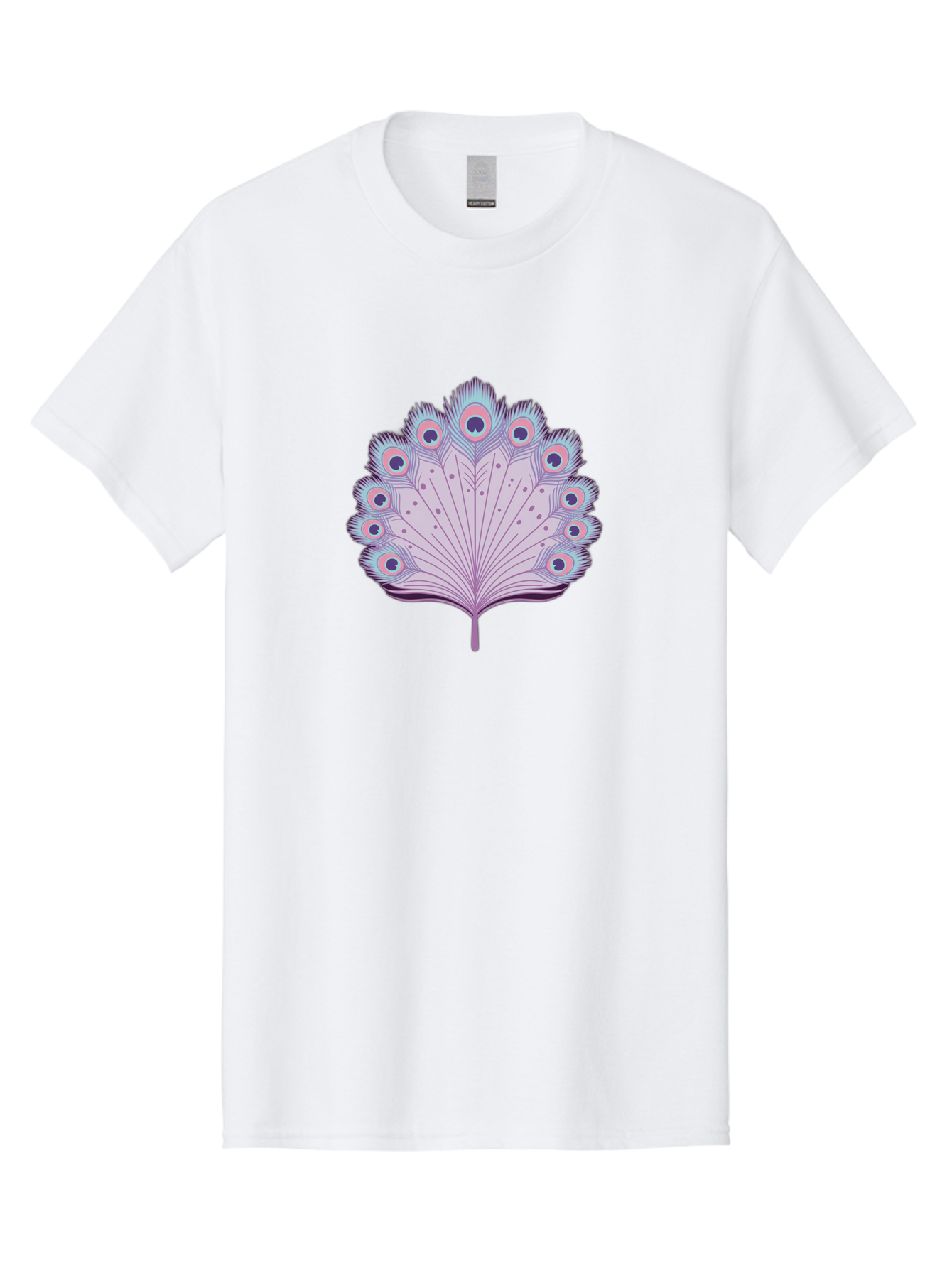 Peacock-Feather-4 Men'S Graphic Tee, 100% Cotton, Comfortable Casual Summer Wear, Machine Washable, Peacock Feather, Pastel Colors, Vibrant Feathers, Colorful Plumage, Nature-Inspired Art, Whimsical Design, Decorative Motif, Symbolic Imagery, Bab112