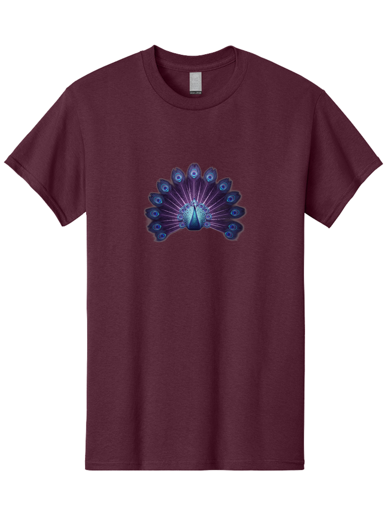 Peacock-Feather-5 Men'S Graphic Tee, 100% Cotton, Comfortable Casual Summer Wear, Machine Washable, Peacock, Tail Feathers, Vibrant Colors, Blue And Purple Hues, Eye-Catching Display, Natural Beauty, Majestic Plumage, Intricate Patterns, Bab113