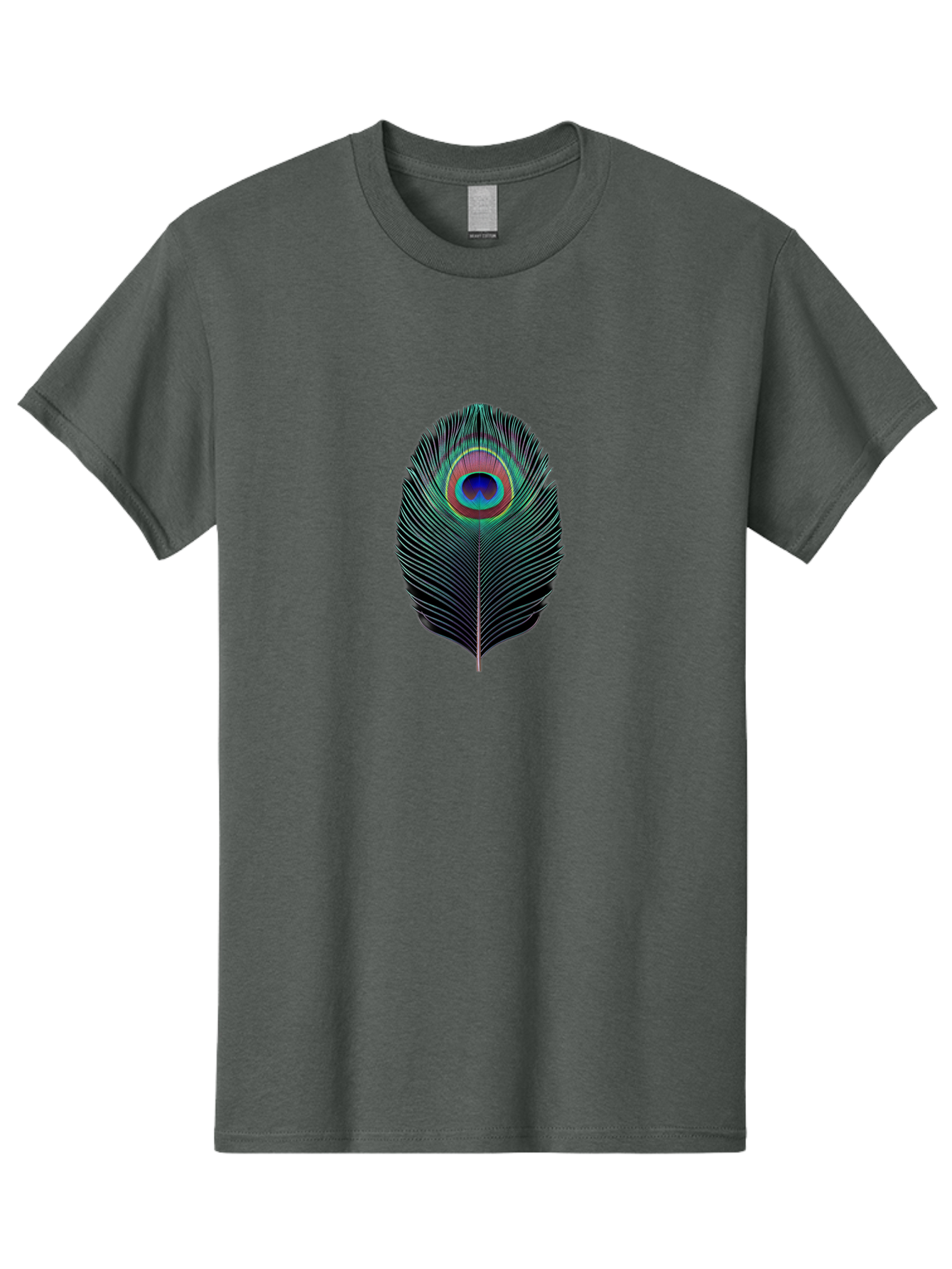 Peacock-Feather-7 Men'S Graphic Tee, 100% Cotton, Comfortable Casual Summer Wear, Machine Washable, Peacock Feather, Vibrant Colors, Blue, Red, And Turquoise Eye, Black And White Stripes, Majestic Plumage, Exotic Bird, Colorful Pattern, Bab115
