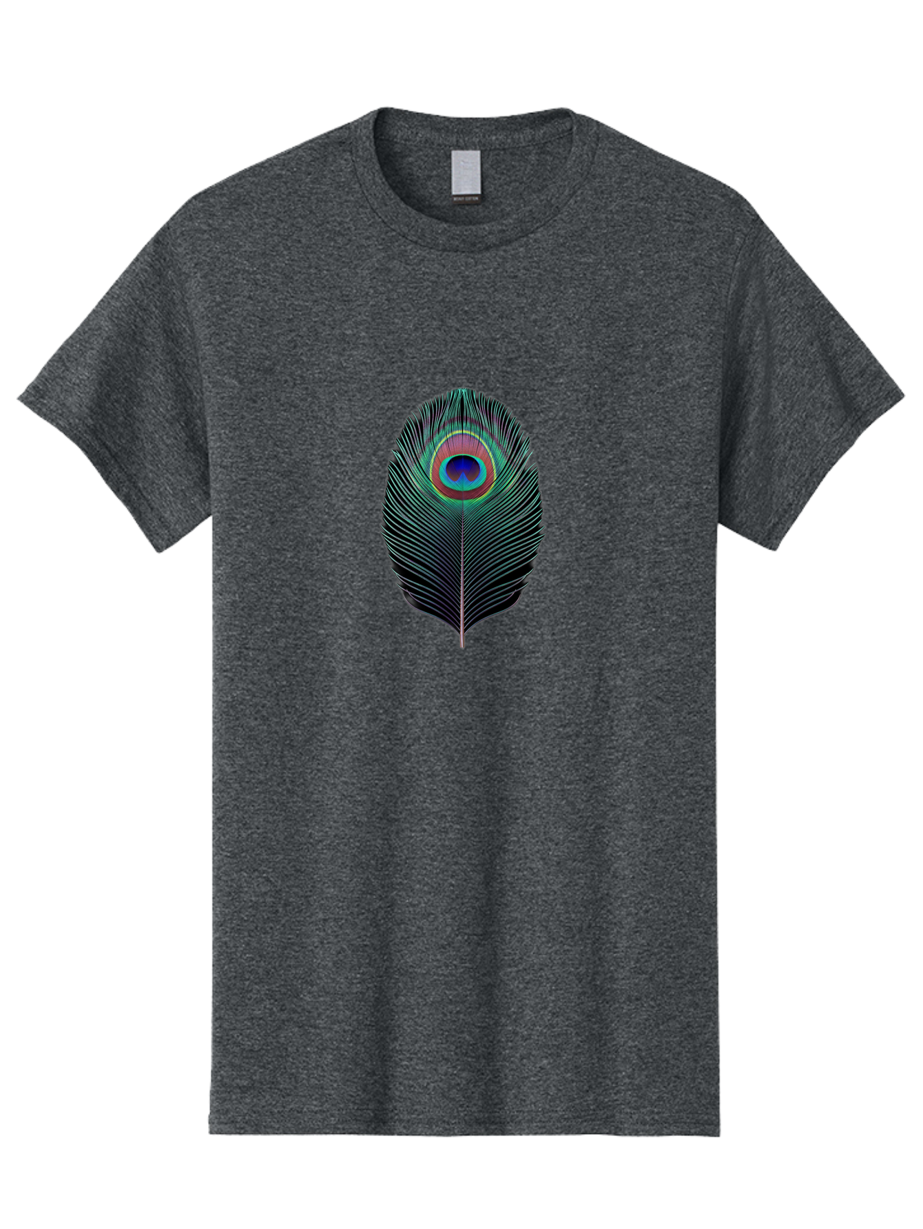 Peacock-Feather-7 Men'S Graphic Tee, 100% Cotton, Comfortable Casual Summer Wear, Machine Washable, Peacock Feather, Vibrant Colors, Blue, Red, And Turquoise Eye, Black And White Stripes, Majestic Plumage, Exotic Bird, Colorful Pattern, Bab115