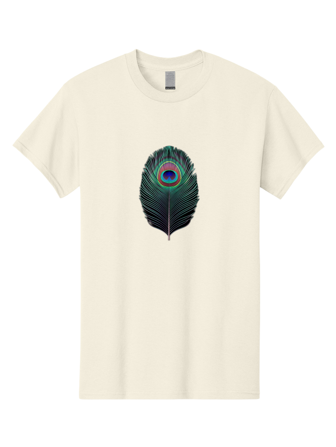 Peacock-Feather-7 Men'S Graphic Tee, 100% Cotton, Comfortable Casual Summer Wear, Machine Washable, Peacock Feather, Vibrant Colors, Blue, Red, And Turquoise Eye, Black And White Stripes, Majestic Plumage, Exotic Bird, Colorful Pattern, Bab115