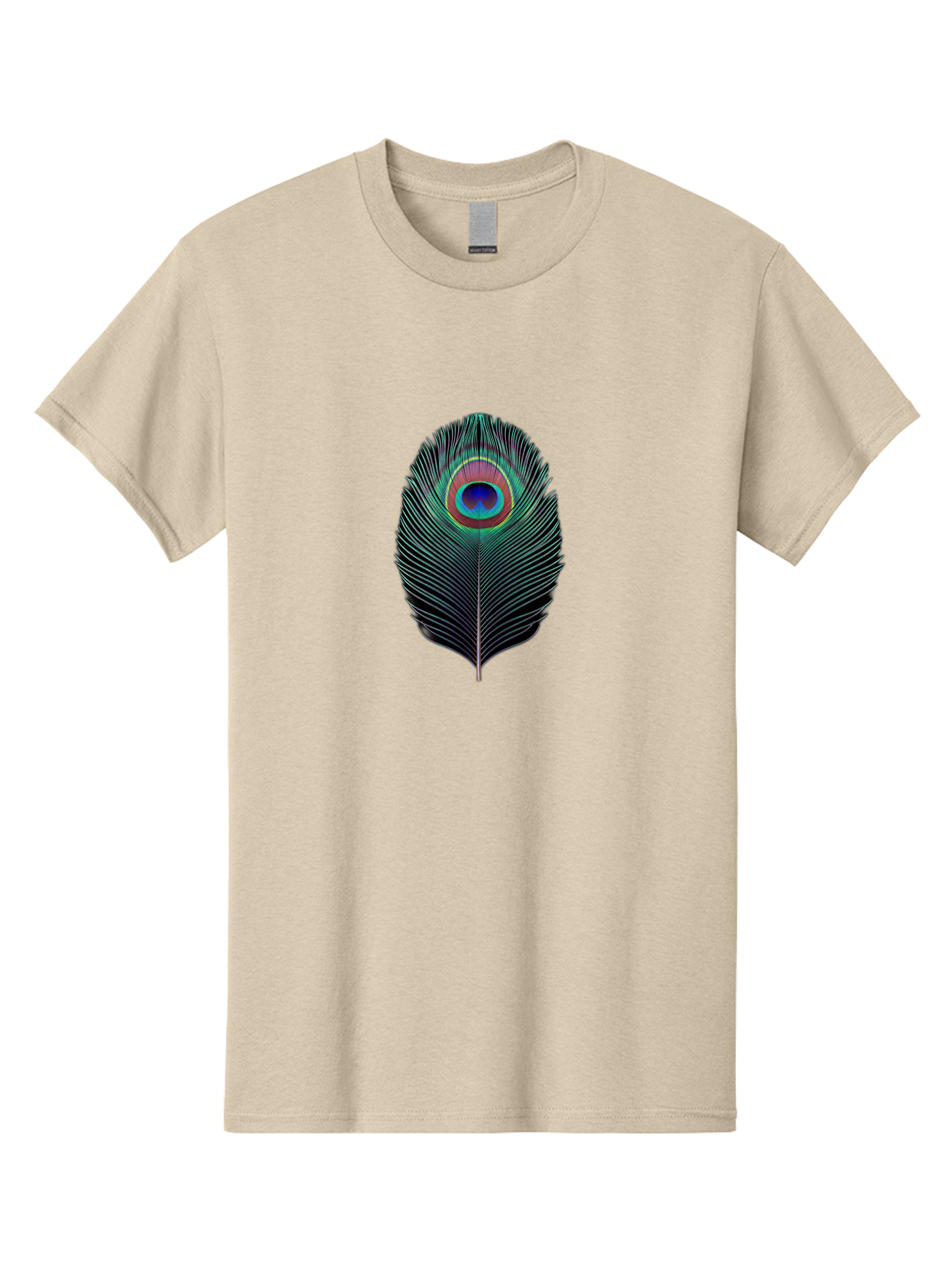 Peacock-Feather-7 Men'S Graphic Tee, 100% Cotton, Comfortable Casual Summer Wear, Machine Washable, Peacock Feather, Vibrant Colors, Blue, Red, And Turquoise Eye, Black And White Stripes, Majestic Plumage, Exotic Bird, Colorful Pattern, Bab115