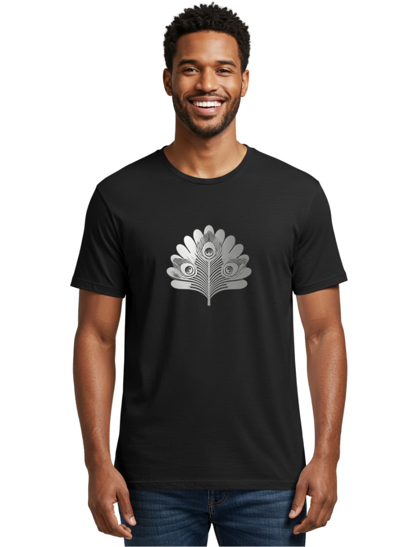 Peacock-Feather-9 Men'S Graphic Tee, 100% Cotton, Comfortable Casual Summer Wear, Machine Washable, Symbolic Design, Ornate Patterns, Feathered Motifs, Elegant Graphics, Detailed Artwork, Stylish Emblem, Luxury Icon, Decorative Elements Bab117