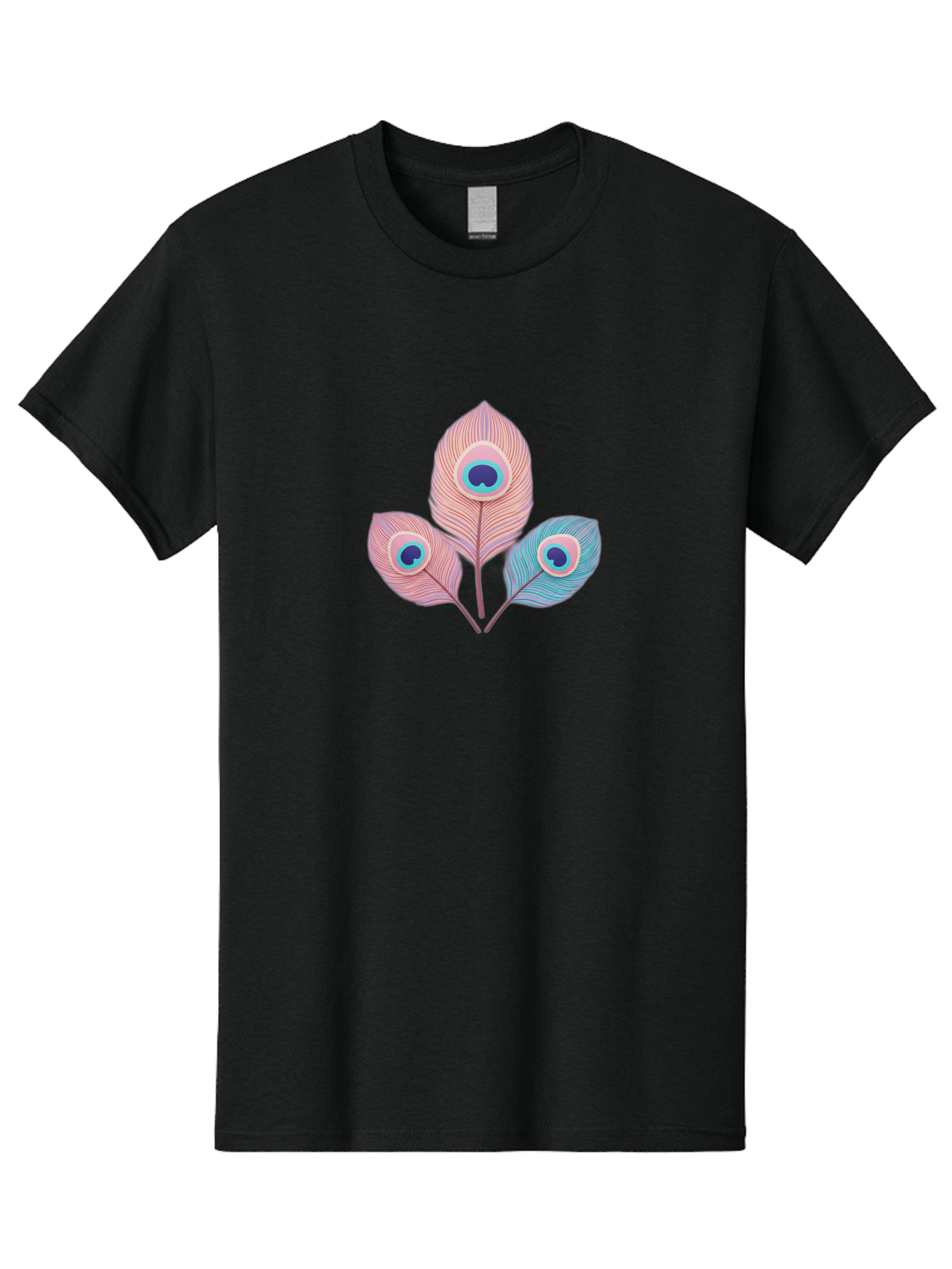 Peacock-Feathers-Graphic Men'S Graphic Tee, 100% Cotton, Comfortable Casual Summer Wear, Machine Washable, Peacock Feathers, Vibrant Colors, Pastel Hues, Eye-Catching Design, Bird Plumage, Decorative Elements, Artistic Patterns, Bab122