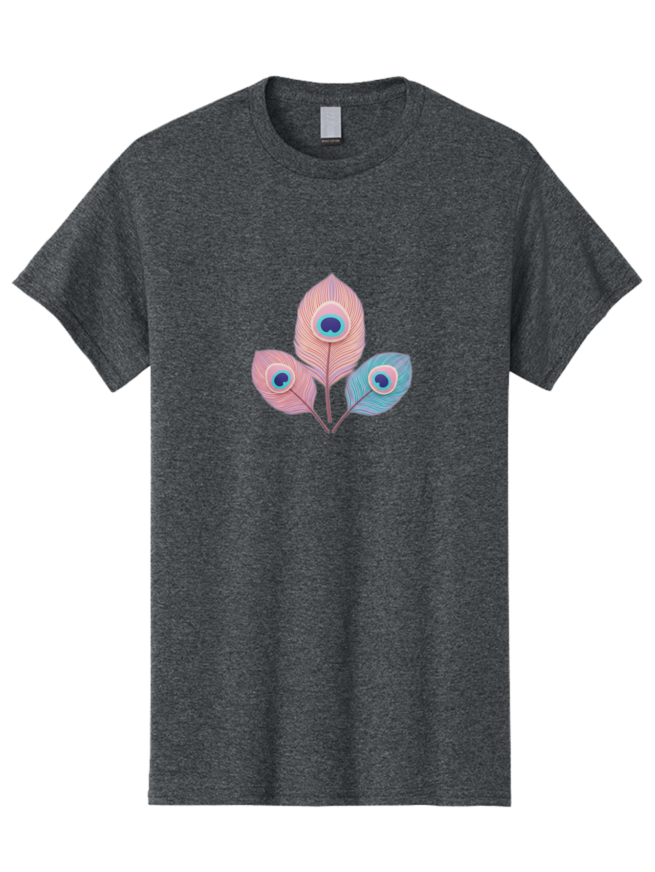 Peacock-Feathers-Graphic Men'S Graphic Tee, 100% Cotton, Comfortable Casual Summer Wear, Machine Washable, Peacock Feathers, Vibrant Colors, Pastel Hues, Eye-Catching Design, Bird Plumage, Decorative Elements, Artistic Patterns, Bab122