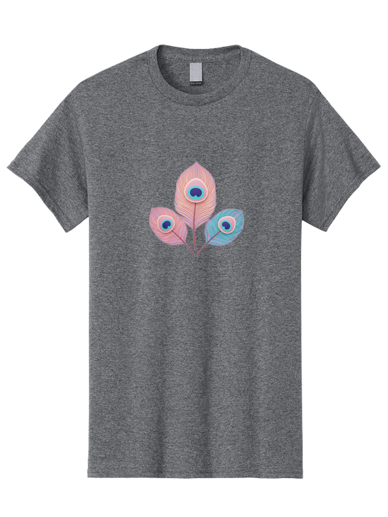 Peacock-Feathers-Graphic Men'S Graphic Tee, 100% Cotton, Comfortable Casual Summer Wear, Machine Washable, Peacock Feathers, Vibrant Colors, Pastel Hues, Eye-Catching Design, Bird Plumage, Decorative Elements, Artistic Patterns, Bab122