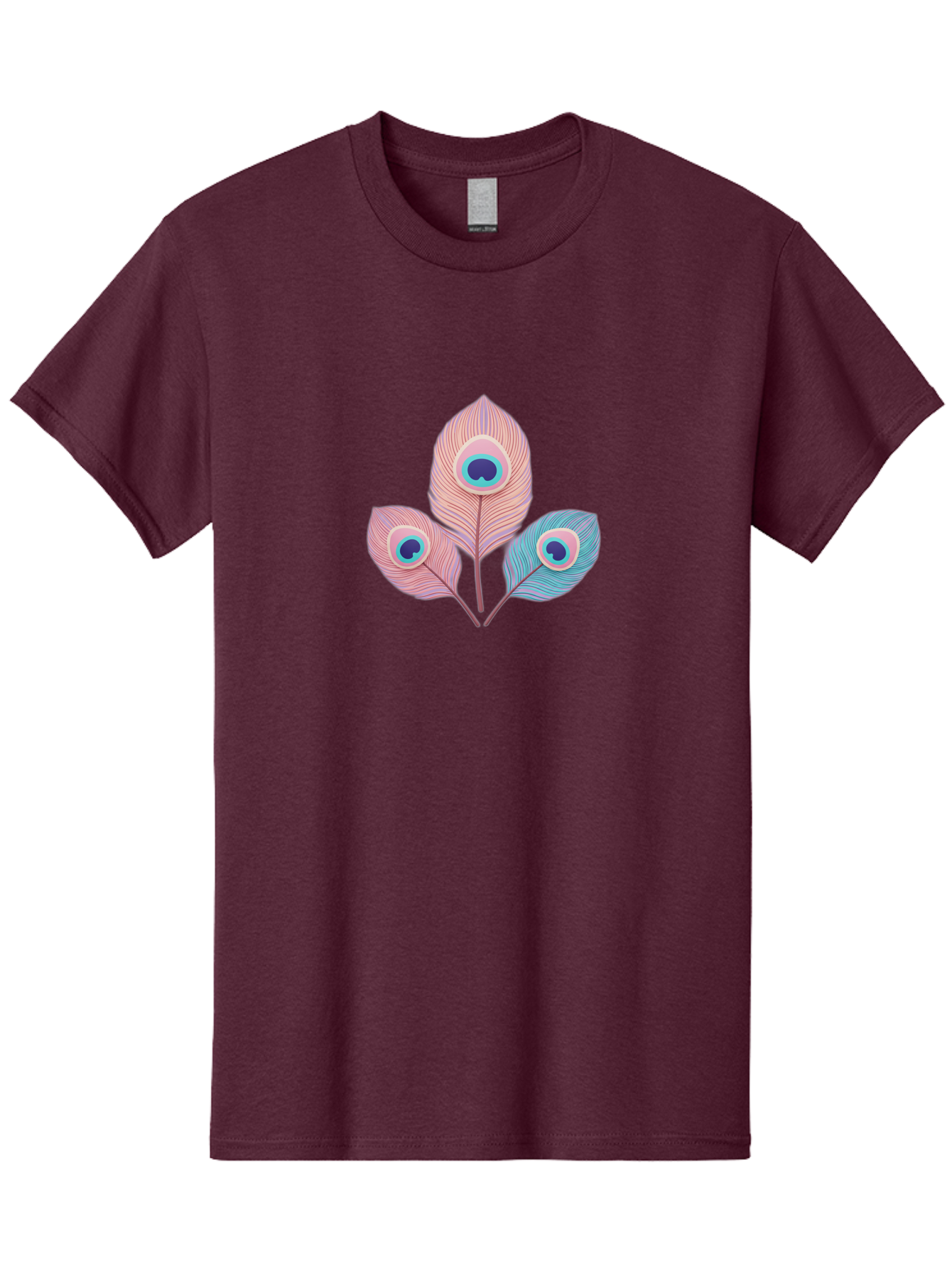 Peacock-Feathers-Graphic Men'S Graphic Tee, 100% Cotton, Comfortable Casual Summer Wear, Machine Washable, Peacock Feathers, Vibrant Colors, Pastel Hues, Eye-Catching Design, Bird Plumage, Decorative Elements, Artistic Patterns, Bab122