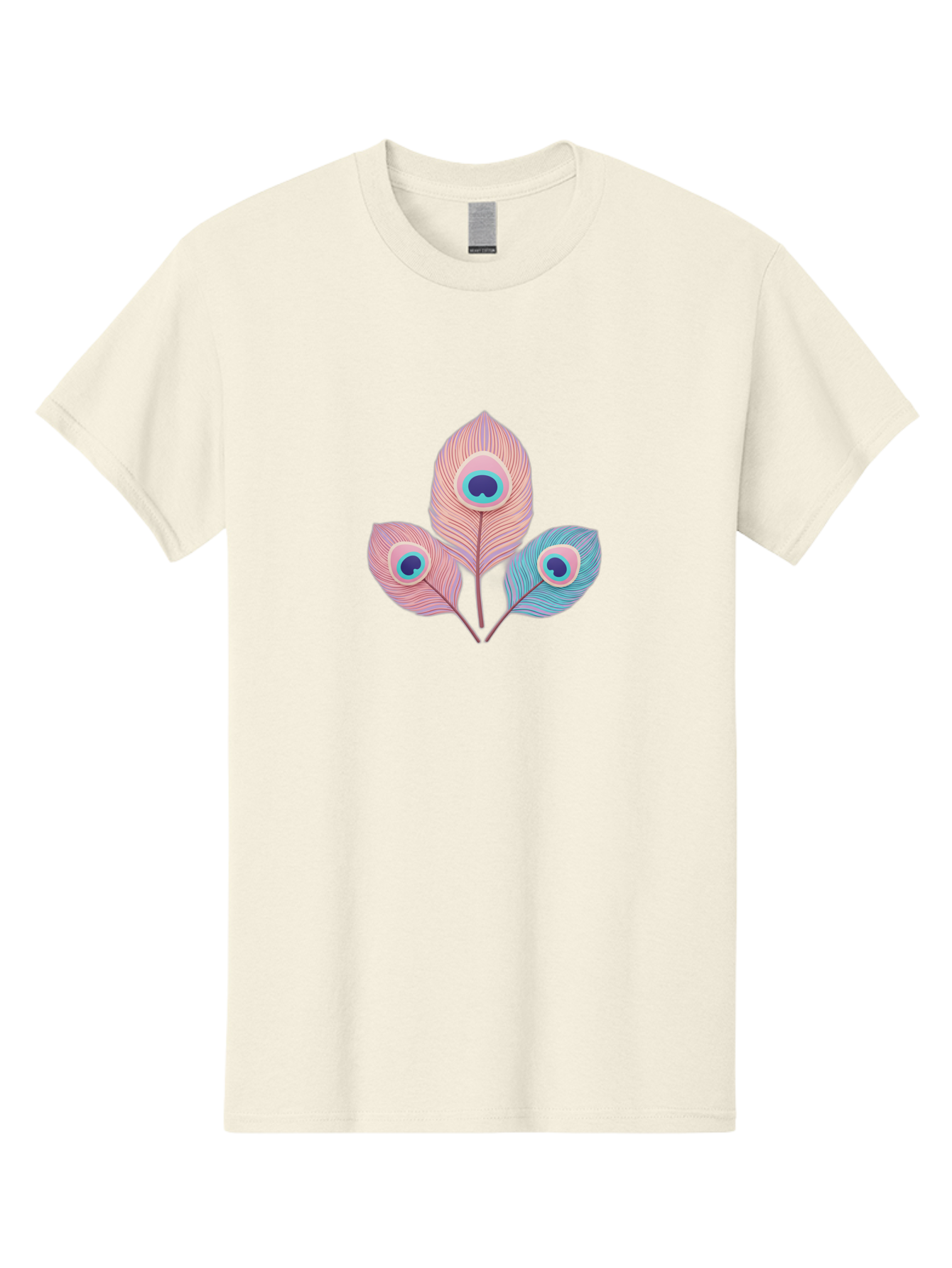 Peacock-Feathers-Graphic Men'S Graphic Tee, 100% Cotton, Comfortable Casual Summer Wear, Machine Washable, Peacock Feathers, Vibrant Colors, Pastel Hues, Eye-Catching Design, Bird Plumage, Decorative Elements, Artistic Patterns, Bab122