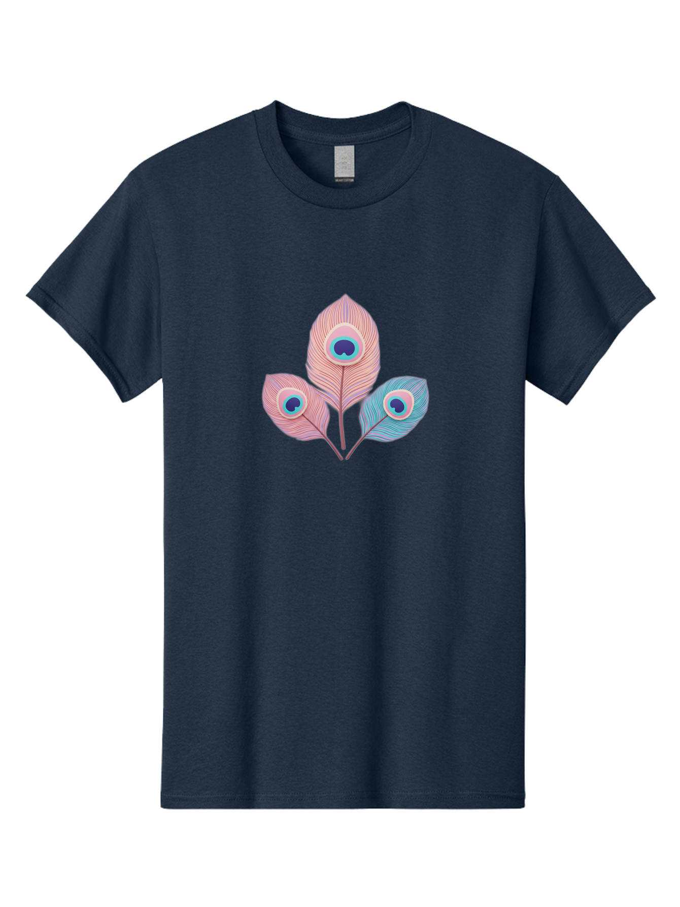 Peacock-Feathers-Graphic Men'S Graphic Tee, 100% Cotton, Comfortable Casual Summer Wear, Machine Washable, Peacock Feathers, Vibrant Colors, Pastel Hues, Eye-Catching Design, Bird Plumage, Decorative Elements, Artistic Patterns, Bab122