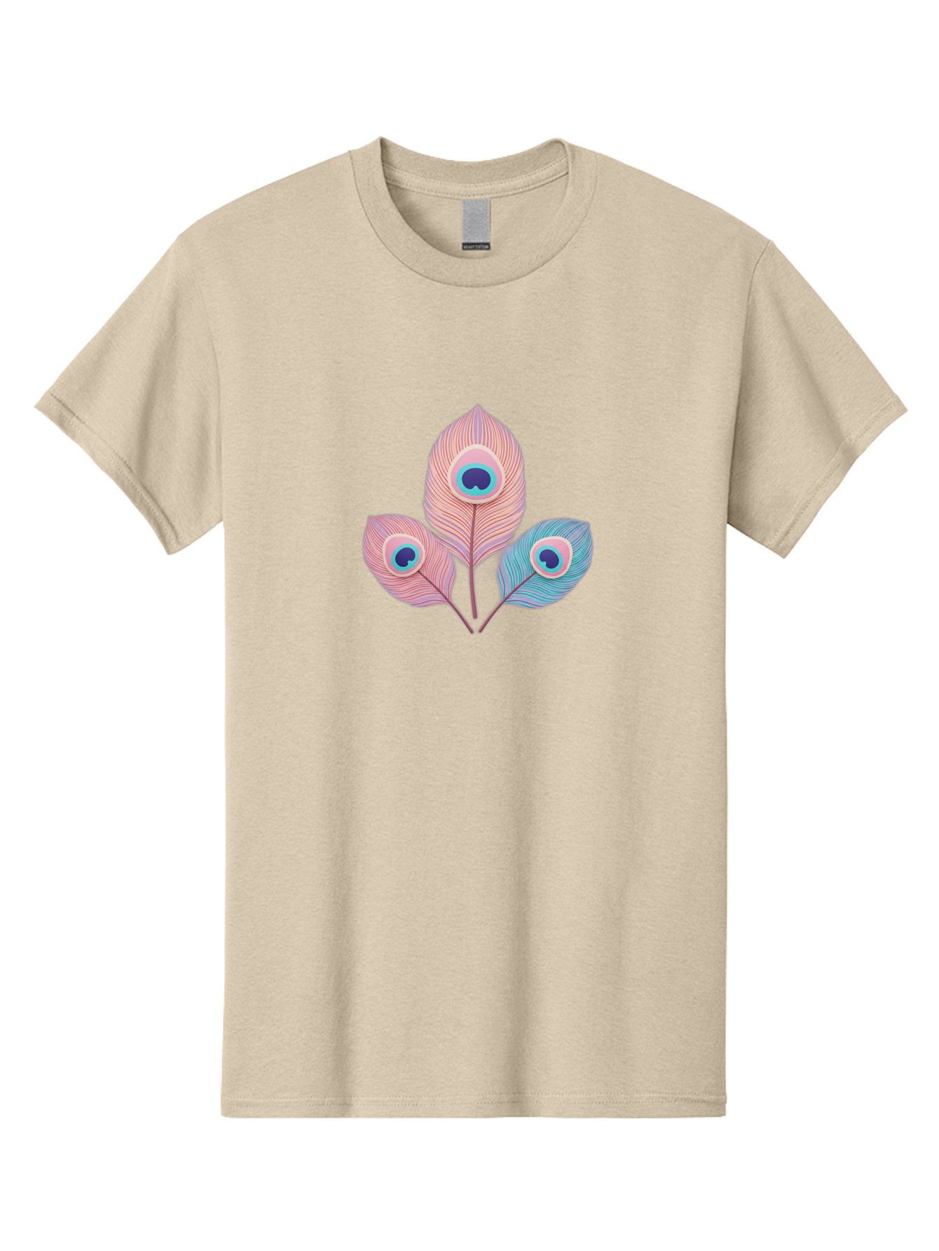 Peacock-Feathers-Graphic Men'S Graphic Tee, 100% Cotton, Comfortable Casual Summer Wear, Machine Washable, Peacock Feathers, Vibrant Colors, Pastel Hues, Eye-Catching Design, Bird Plumage, Decorative Elements, Artistic Patterns, Bab122