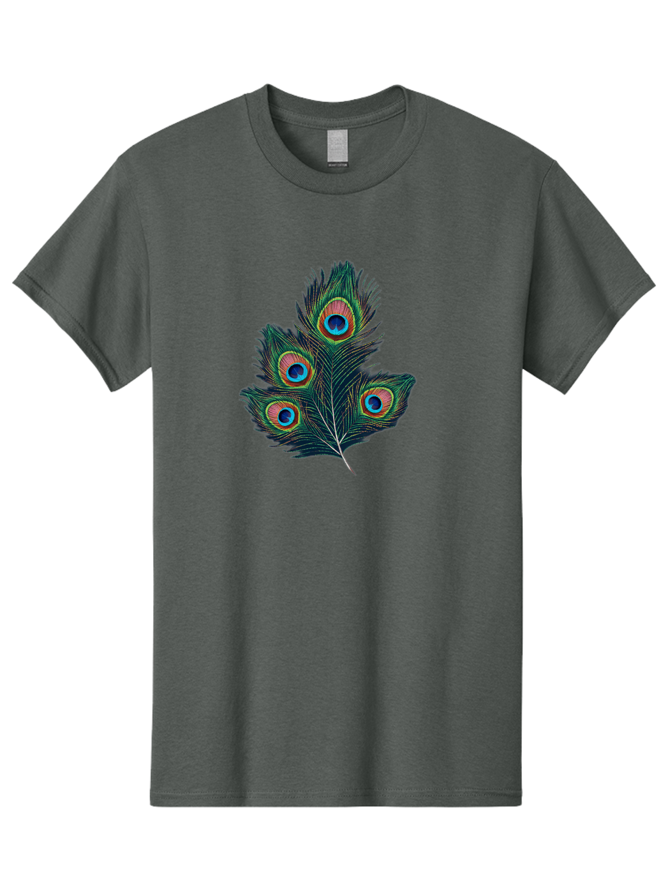 Peacock-Feathers Men'S Graphic Tee, 100% Cotton, Comfortable Casual Summer Wear, Machine Washable, Peacock Feather, Colorful Plumage, Vibrant Colors, Eyespot, Blue And Orange, Exotic Bird, Natural Beauty, Wildlife Bab124
