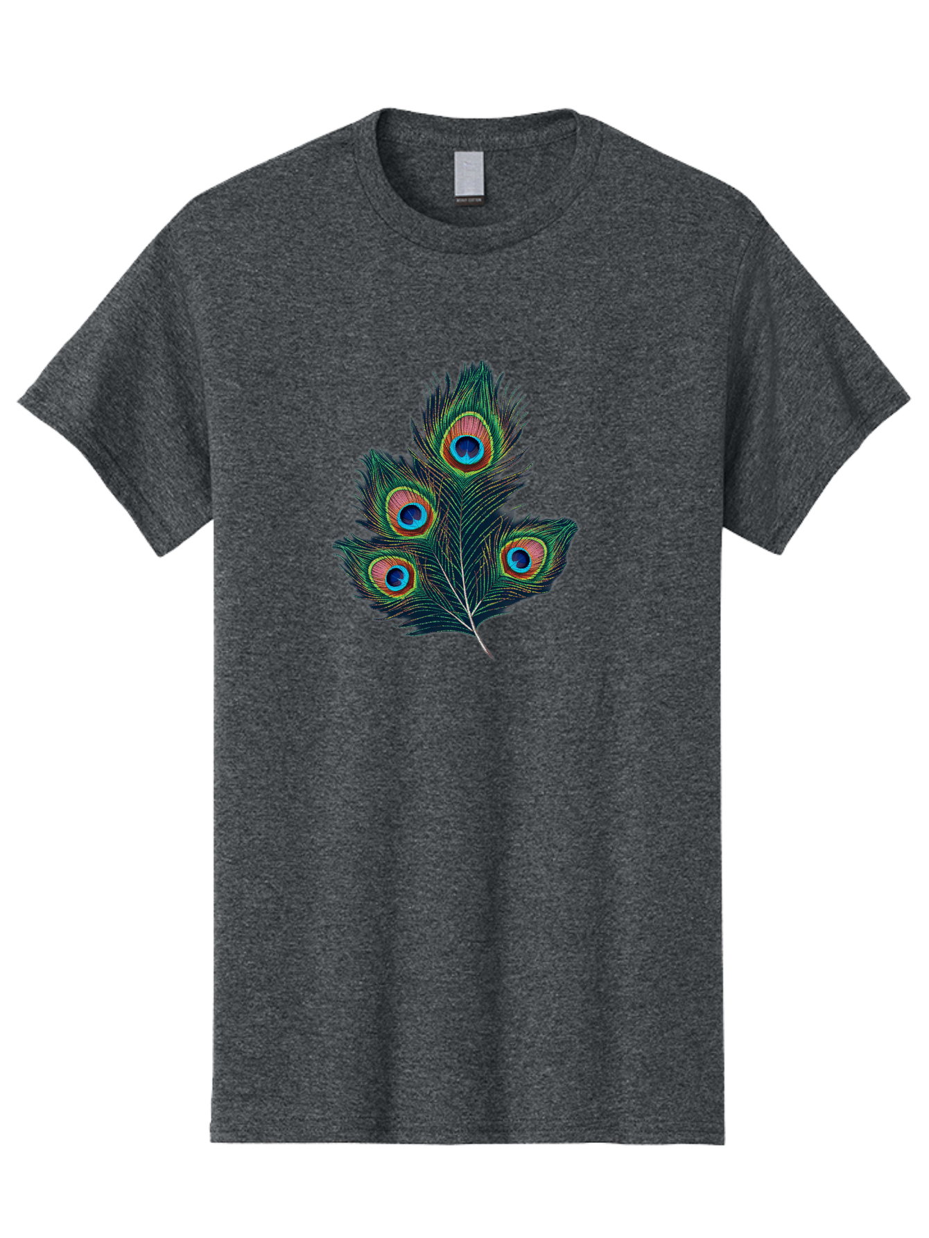 Peacock-Feathers Men'S Graphic Tee, 100% Cotton, Comfortable Casual Summer Wear, Machine Washable, Peacock Feather, Colorful Plumage, Vibrant Colors, Eyespot, Blue And Orange, Exotic Bird, Natural Beauty, Wildlife Bab124
