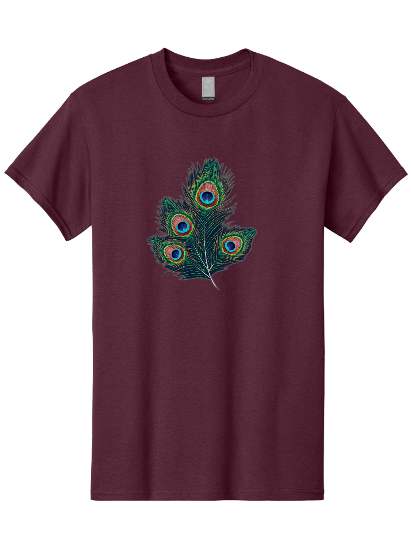 Peacock-Feathers Men'S Graphic Tee, 100% Cotton, Comfortable Casual Summer Wear, Machine Washable, Peacock Feather, Colorful Plumage, Vibrant Colors, Eyespot, Blue And Orange, Exotic Bird, Natural Beauty, Wildlife Bab124