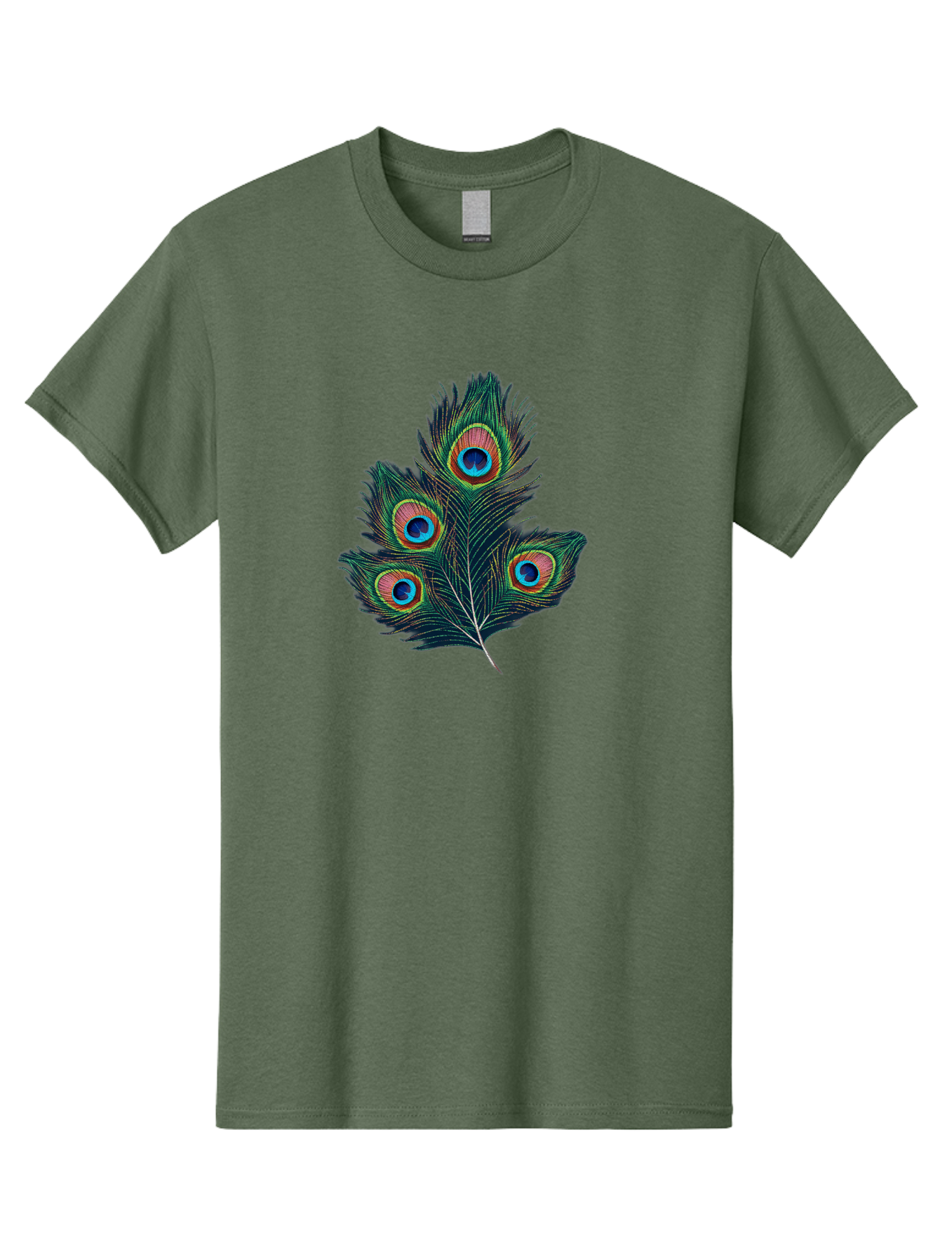 Peacock-Feathers Men'S Graphic Tee, 100% Cotton, Comfortable Casual Summer Wear, Machine Washable, Peacock Feather, Colorful Plumage, Vibrant Colors, Eyespot, Blue And Orange, Exotic Bird, Natural Beauty, Wildlife Bab124