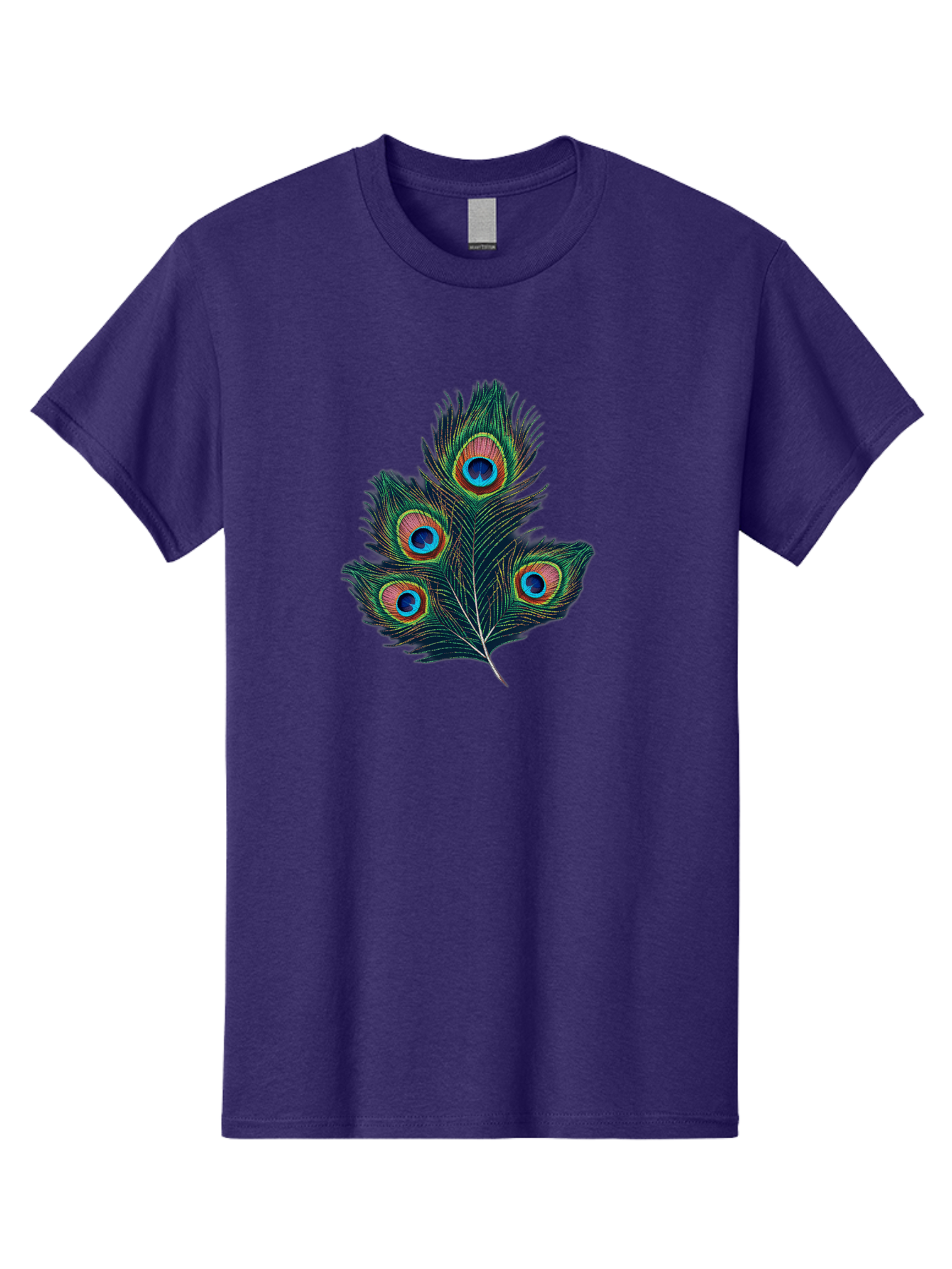 Peacock-Feathers Men'S Graphic Tee, 100% Cotton, Comfortable Casual Summer Wear, Machine Washable, Peacock Feather, Colorful Plumage, Vibrant Colors, Eyespot, Blue And Orange, Exotic Bird, Natural Beauty, Wildlife Bab124