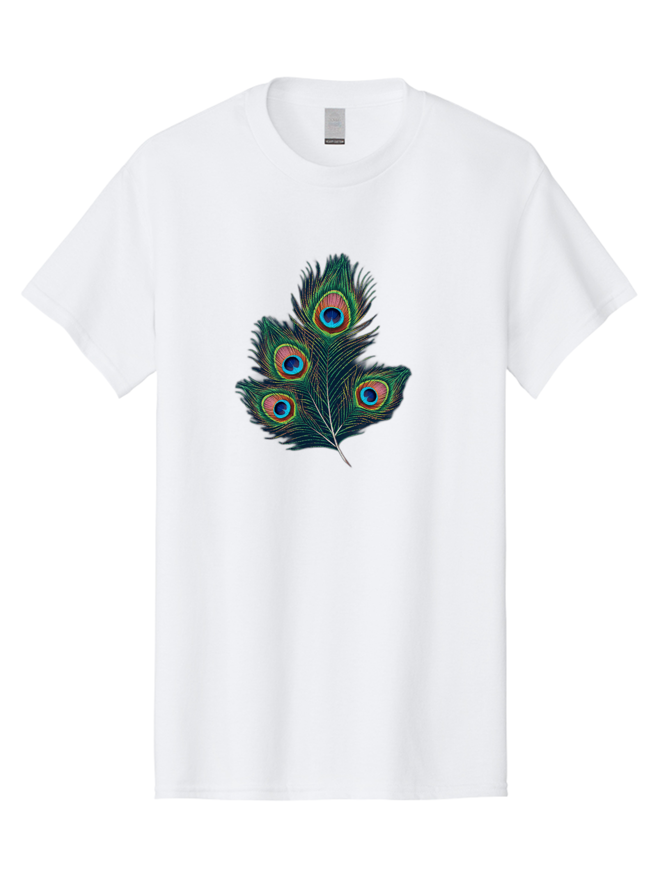 Peacock-Feathers Men'S Graphic Tee, 100% Cotton, Comfortable Casual Summer Wear, Machine Washable, Peacock Feather, Colorful Plumage, Vibrant Colors, Eyespot, Blue And Orange, Exotic Bird, Natural Beauty, Wildlife Bab124
