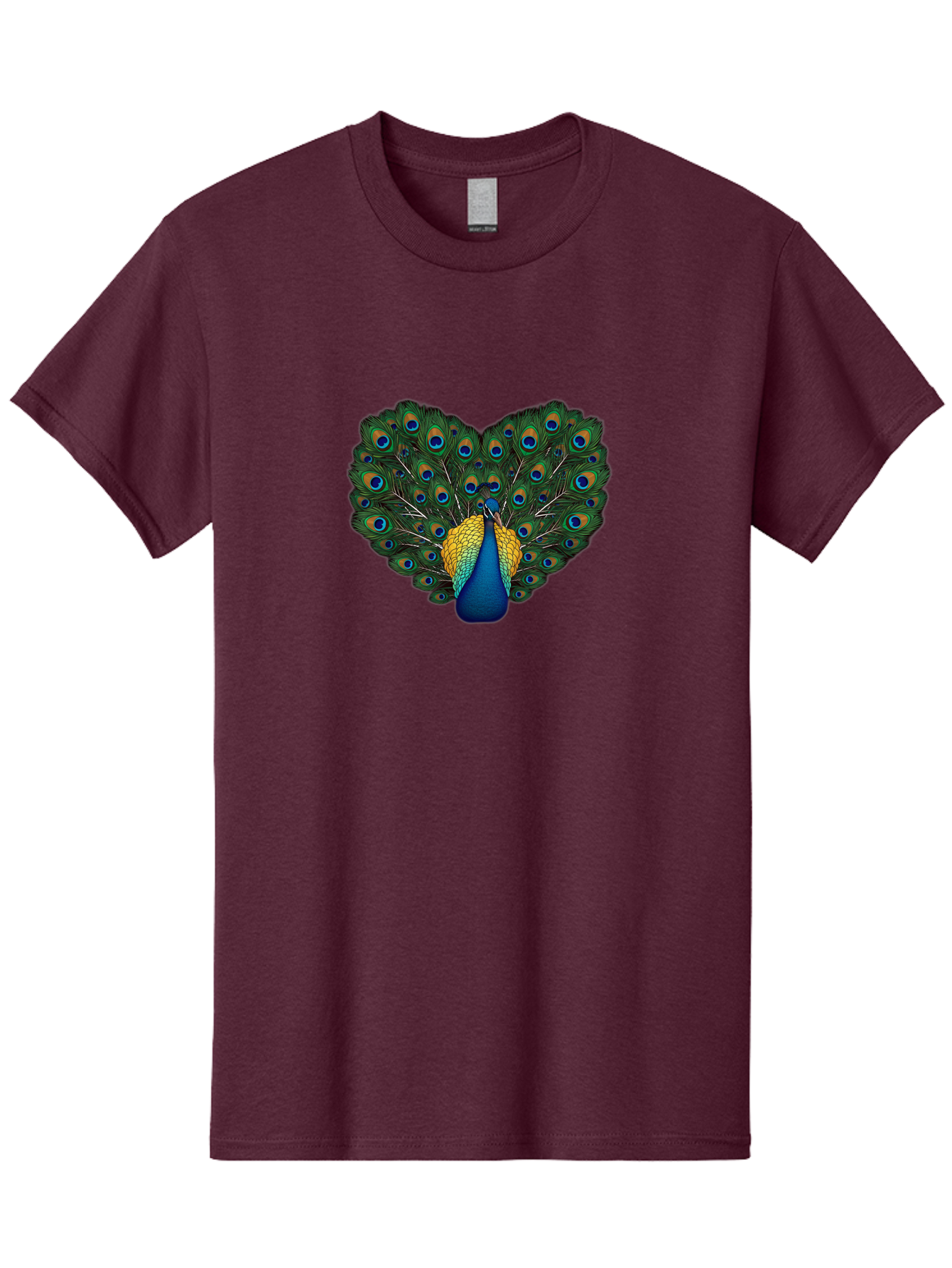 Peacock-Spreads-Tail Men'S Graphic Tee, 100% Cotton, Comfortable Casual Summer Wear, Machine Washable, Peacock Spreads Tail, Vibrant Feathers, Colorful Plumage, Blue And Gold, Eye-Catching Display, Majestic Bird, Ornate Patterns Bab130