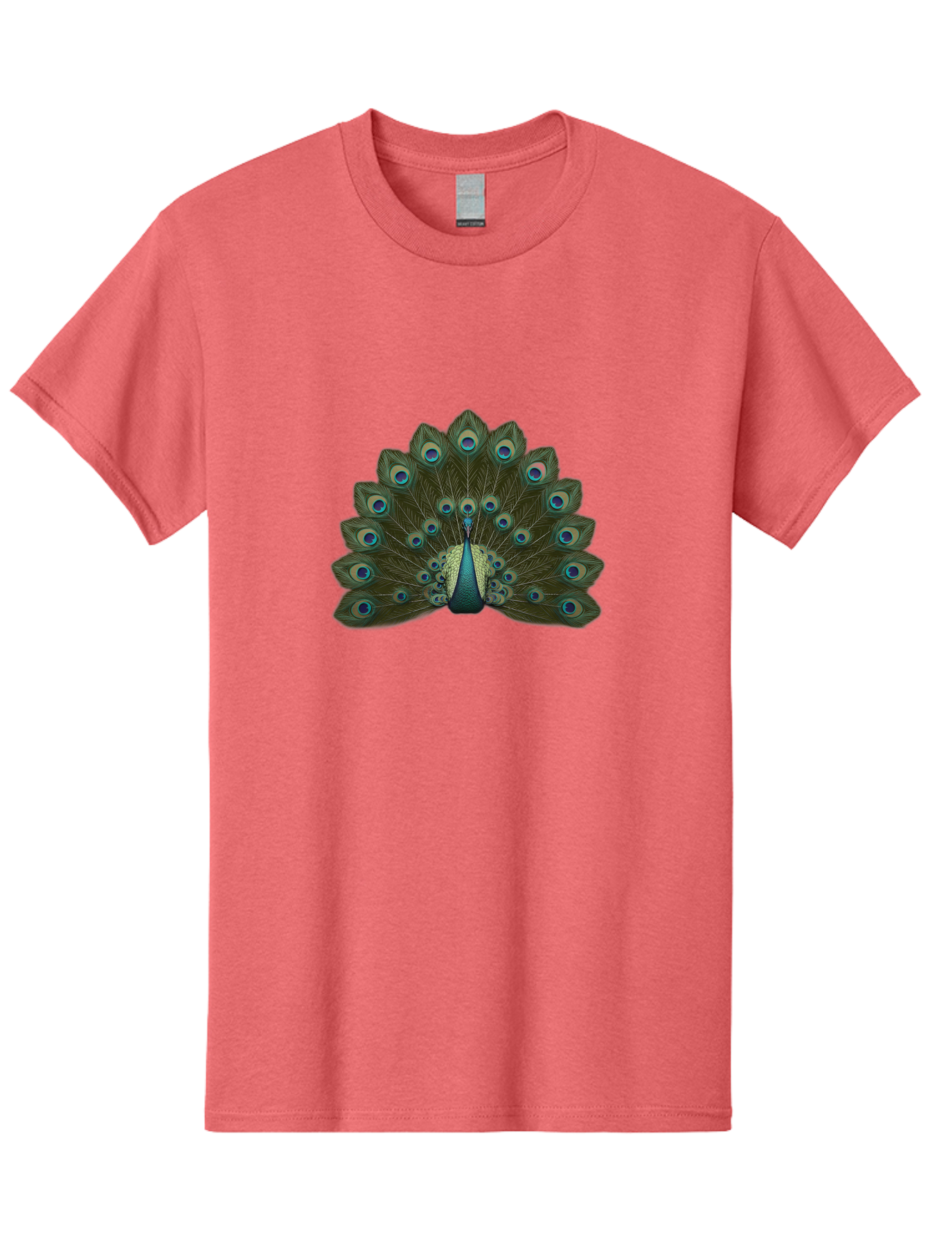 Peacock-Tail-Feathers-1 Men'S Graphic Tee, 100% Cotton, Comfortable Casual Summer Wear, Machine Washable, Peacock Feathers, Vibrant Colors, Blue And Green Hues, Eye-Catching Display, Exotic Bird, Wildlife Photography, Feathered Fan, Bab131