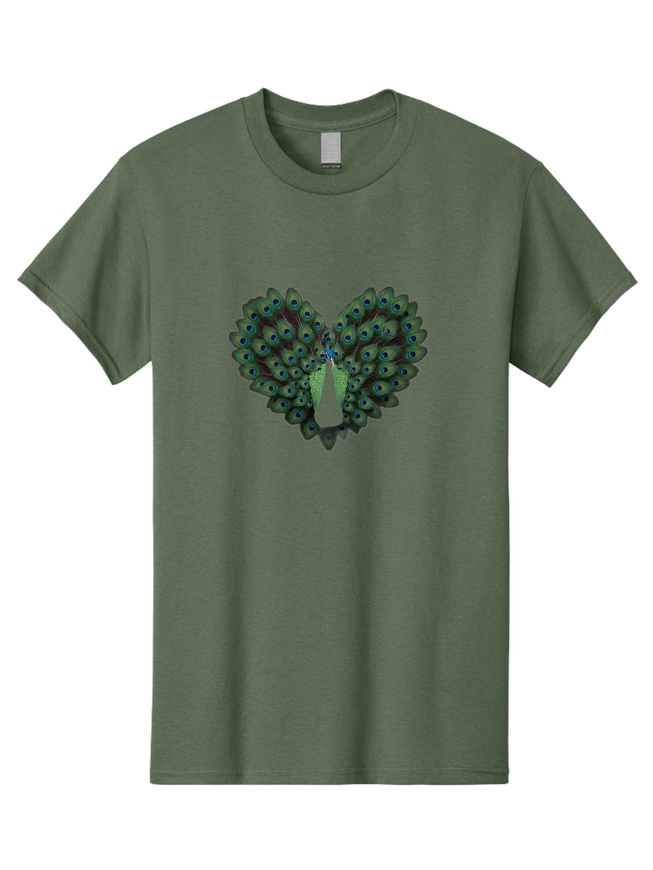 Peacock-Tail-Feathers-2 Men'S Graphic Tee, 100% Cotton, Comfortable Casual Summer Wear, Machine Washable, Peacock Tail Feathers, Vibrant Colors, Blue Eyespots, Green Plumage, Bird Display, Exotic Beauty, Wildlife Photography, Bab132