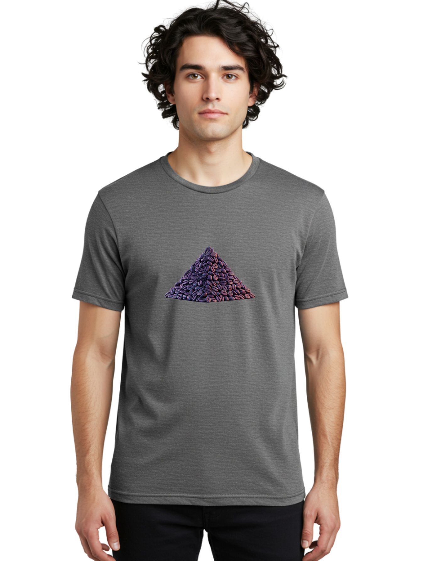Pile-Of-Coffee-Beans Men'S Graphic Tee, 100% Cotton, Comfortable Casual Summer Wear, Machine Washable, Pile Of Coffee Beans, Coffee Beans Heap, Roasted Coffee, Coffee Roast, Dark Brown Coffee, Coffee Bean Texture, Coffee Art Bab140