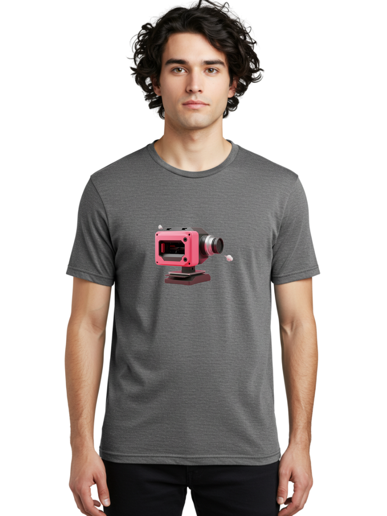 Pink-3D-Camera Men'S Graphic Tee, 100% Cotton, Comfortable Casual Summer Wear, Machine Washable, Pink Camera, Photography Equipment, Camera Lens, Modern Technology, Futuristic Design, Digital Photography, Studio Equipment, 3D Camera Bab141