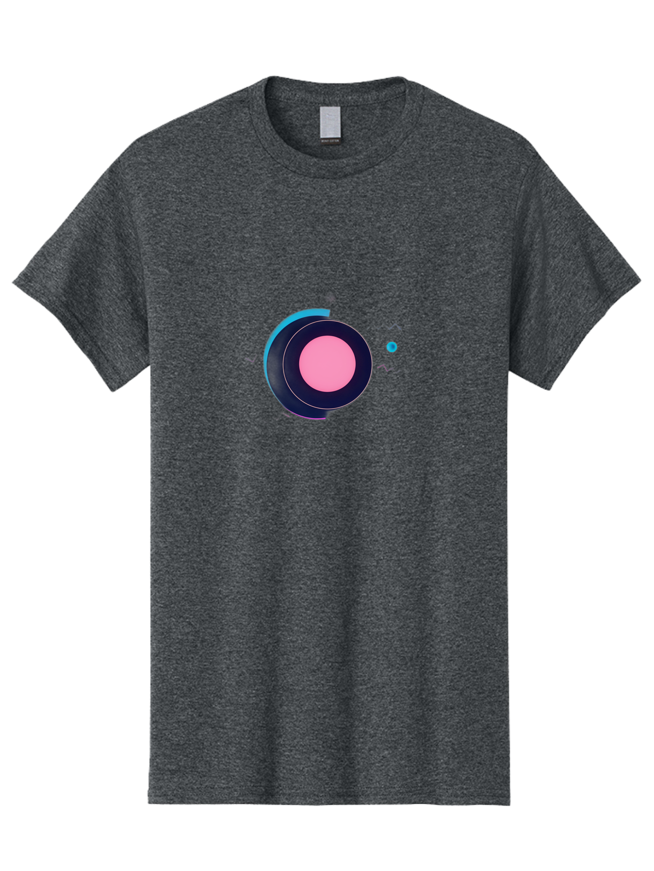 Pink-Circle Men'S Graphic Tee, 100% Cotton, Comfortable Casual Summer Wear, Machine Washable, Abstract Geometric Shapes, Layered Circle Design, Pink Center, Black And Blue Accents, Modern Art, Memphis Style, Minimalist Composition, Bab144
