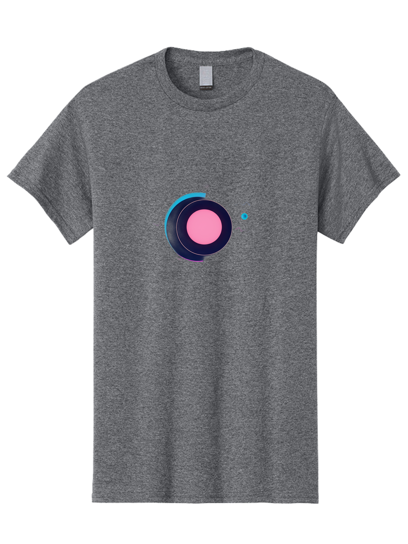 Pink-Circle Men'S Graphic Tee, 100% Cotton, Comfortable Casual Summer Wear, Machine Washable, Abstract Geometric Shapes, Layered Circle Design, Pink Center, Black And Blue Accents, Modern Art, Memphis Style, Minimalist Composition, Bab144