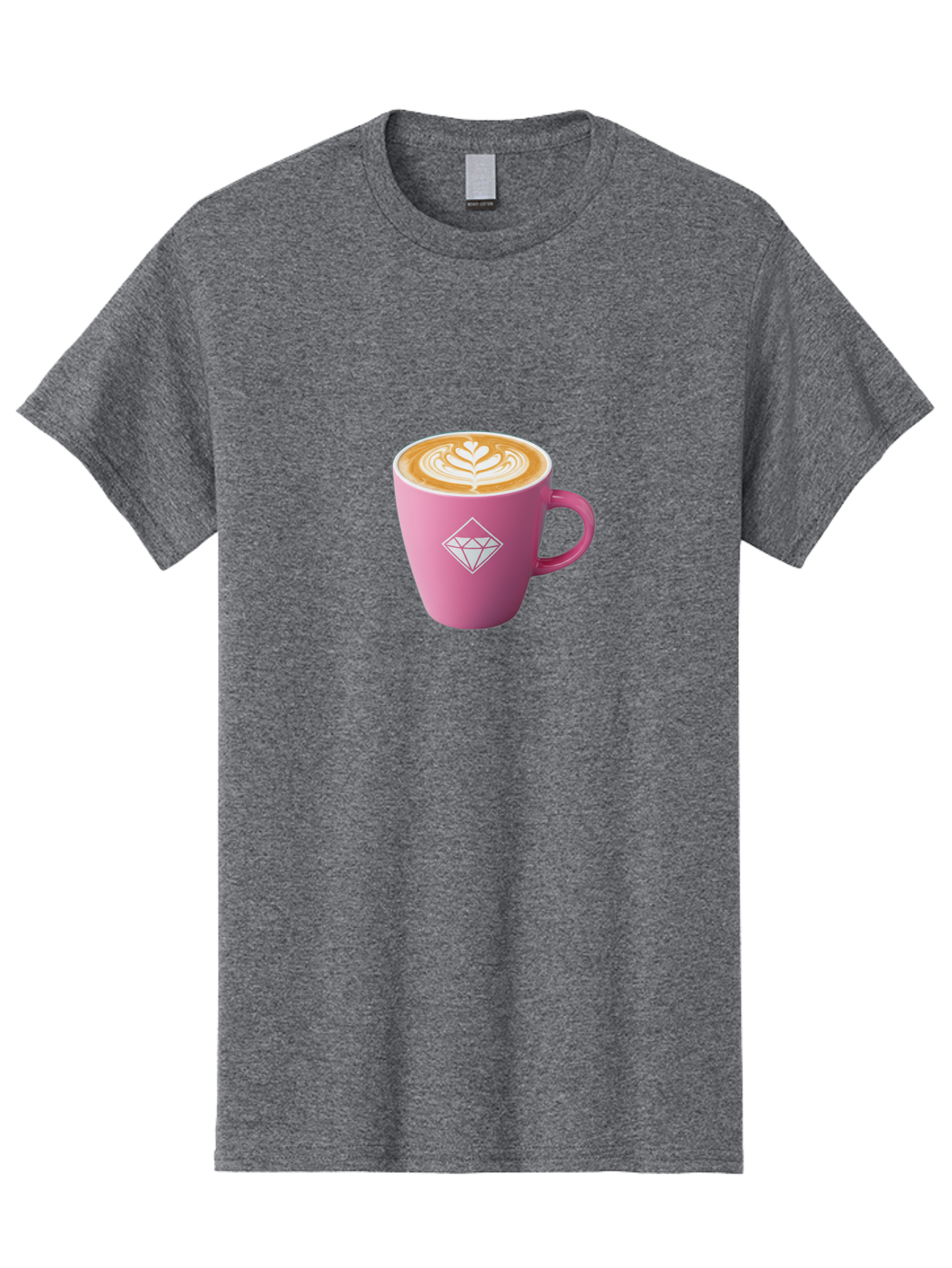 Pink-Coffee-Cup Men'S Graphic Tee, 100% Cotton, Comfortable Casual Summer Wear, Machine Washable, Coffee Cup, Latte Art, Pink Mug, Diamond Logo, Coffee Culture, Morning Coffee, Coffee Break, Hot Beverage Bab145