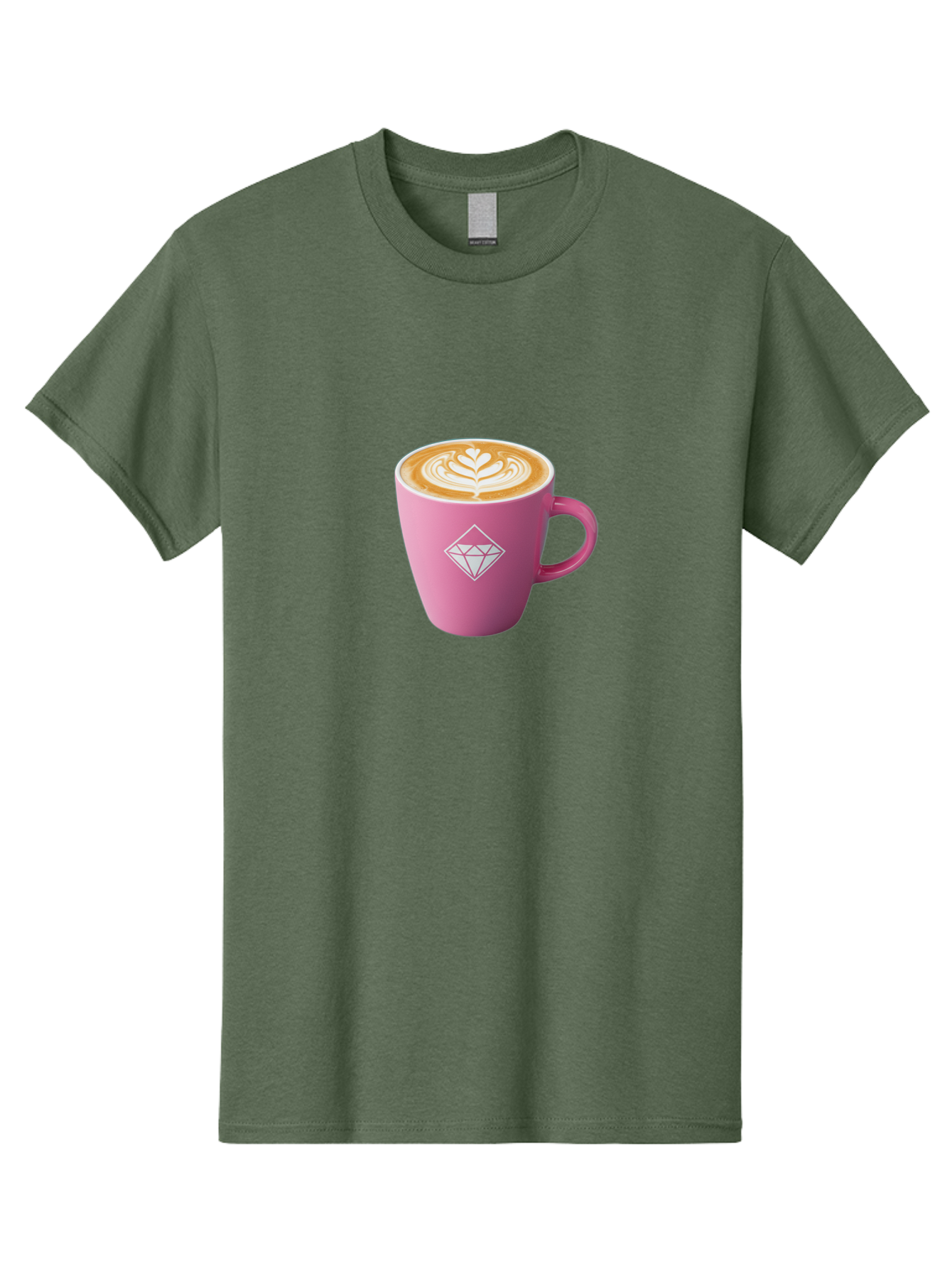 Pink-Coffee-Cup Men'S Graphic Tee, 100% Cotton, Comfortable Casual Summer Wear, Machine Washable, Coffee Cup, Latte Art, Pink Mug, Diamond Logo, Coffee Culture, Morning Coffee, Coffee Break, Hot Beverage Bab145