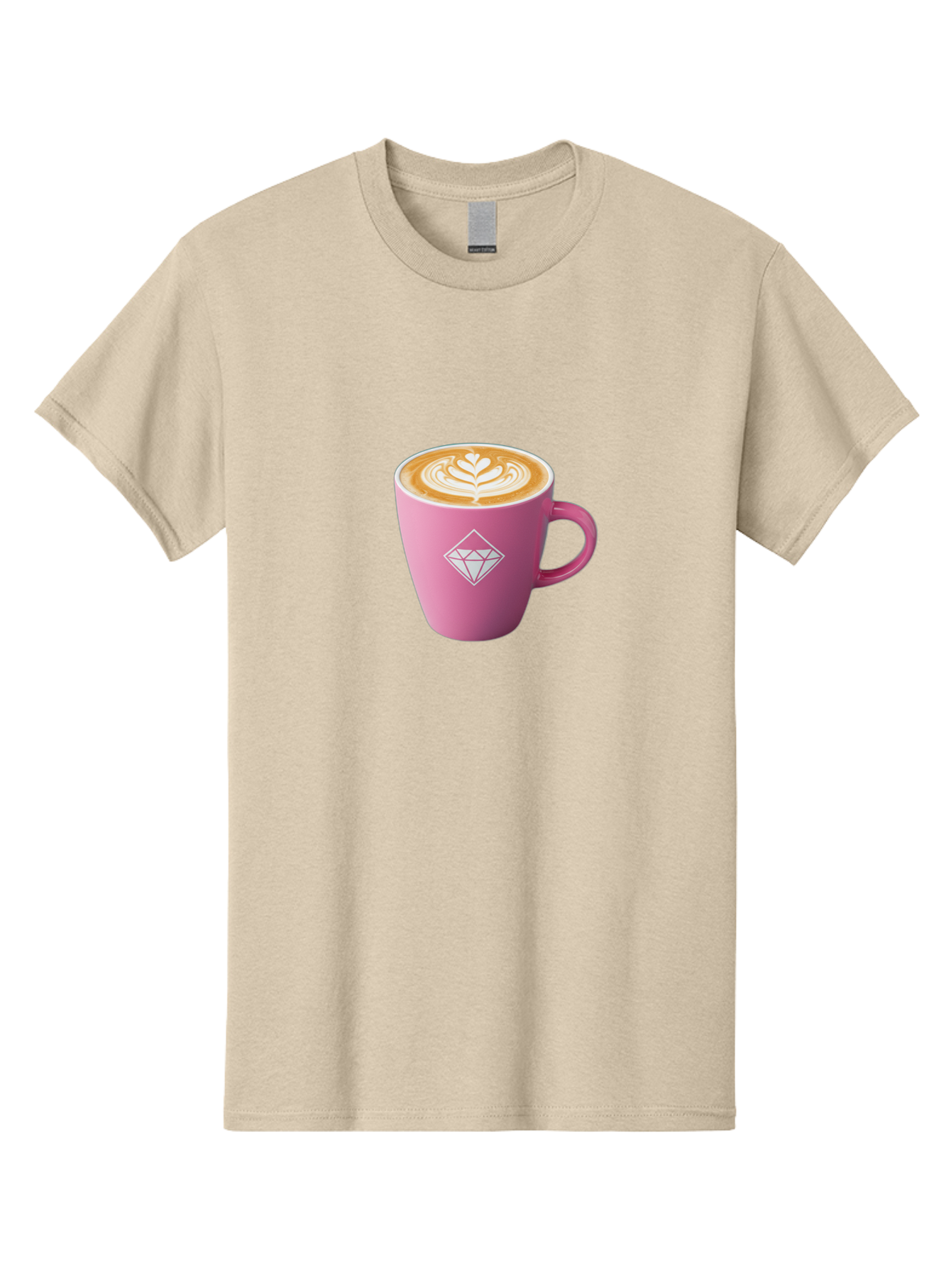 Pink-Coffee-Cup Men'S Graphic Tee, 100% Cotton, Comfortable Casual Summer Wear, Machine Washable, Coffee Cup, Latte Art, Pink Mug, Diamond Logo, Coffee Culture, Morning Coffee, Coffee Break, Hot Beverage Bab145