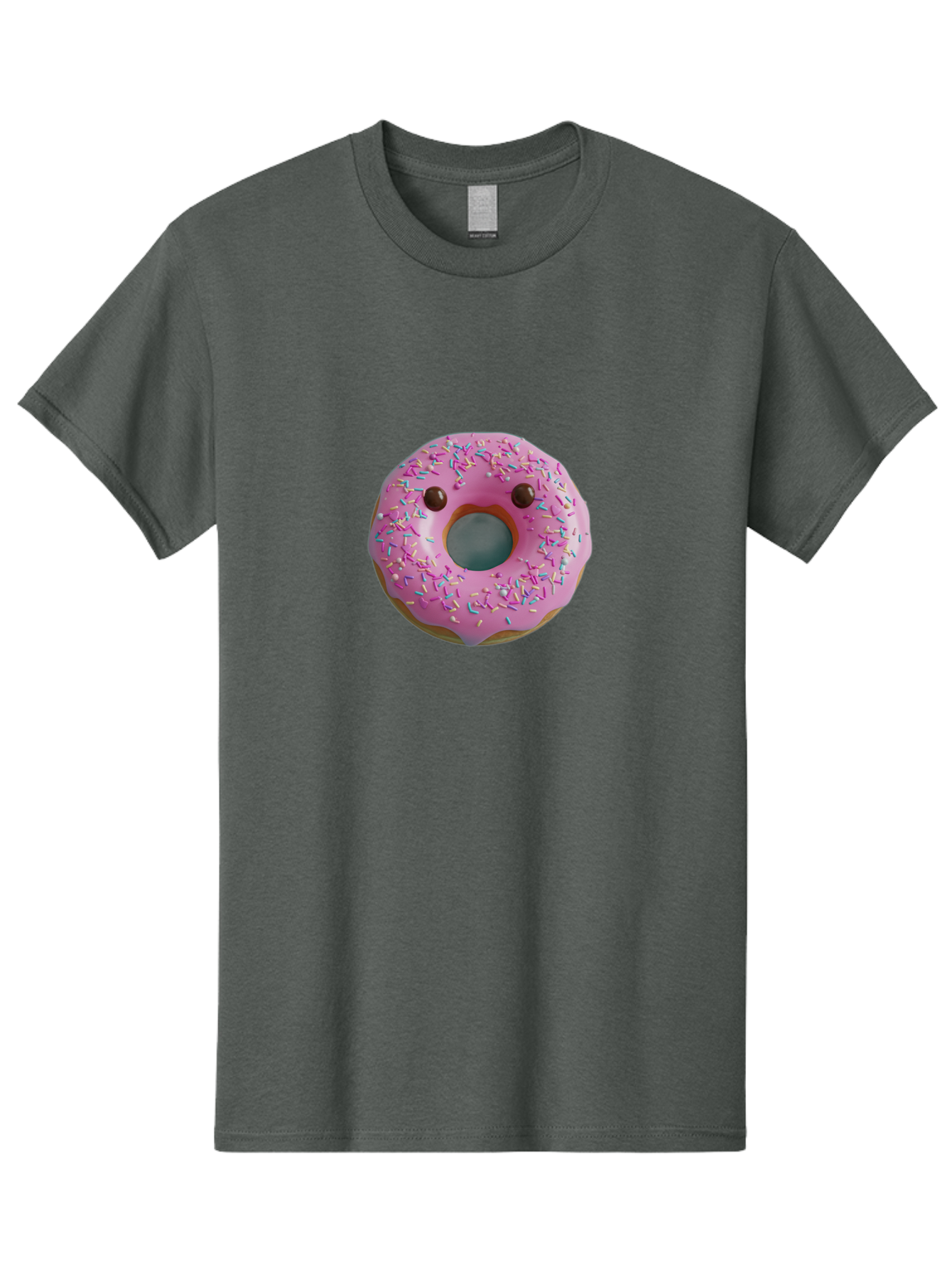 Pink-Donut-10 Men'S Graphic Tee, 100% Cotton, Comfortable Casual Summer Wear, Machine Washable, Pink Frosted Donut, Donut With Sprinkles, Chocolate Chip Eyes, Cute Donut, Sweet Treat, Colorful Dessert, Tasty Pastry, Donut Art, Fun Food, Bab148