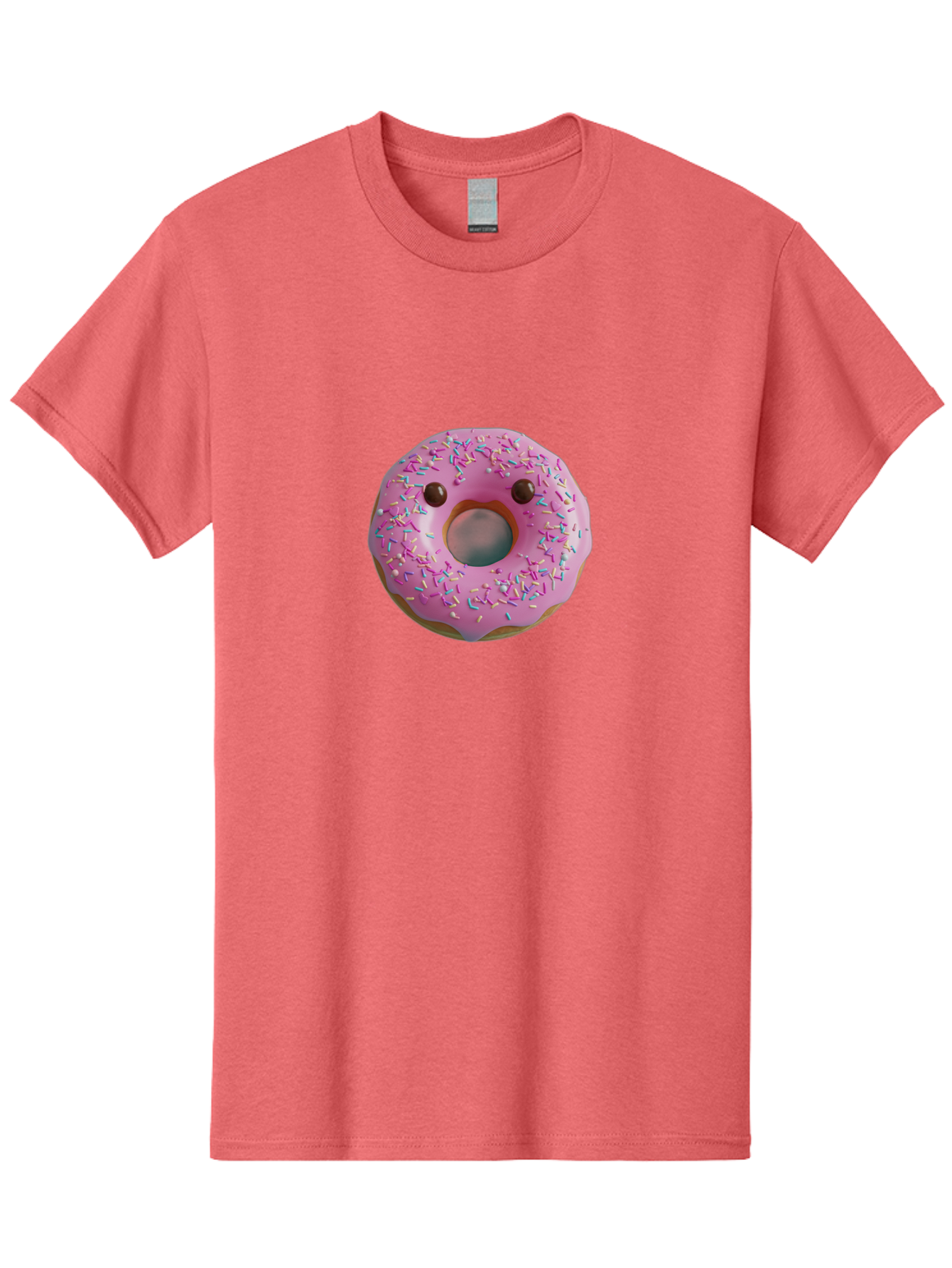 Pink-Donut-10 Men'S Graphic Tee, 100% Cotton, Comfortable Casual Summer Wear, Machine Washable, Pink Frosted Donut, Donut With Sprinkles, Chocolate Chip Eyes, Cute Donut, Sweet Treat, Colorful Dessert, Tasty Pastry, Donut Art, Fun Food, Bab148