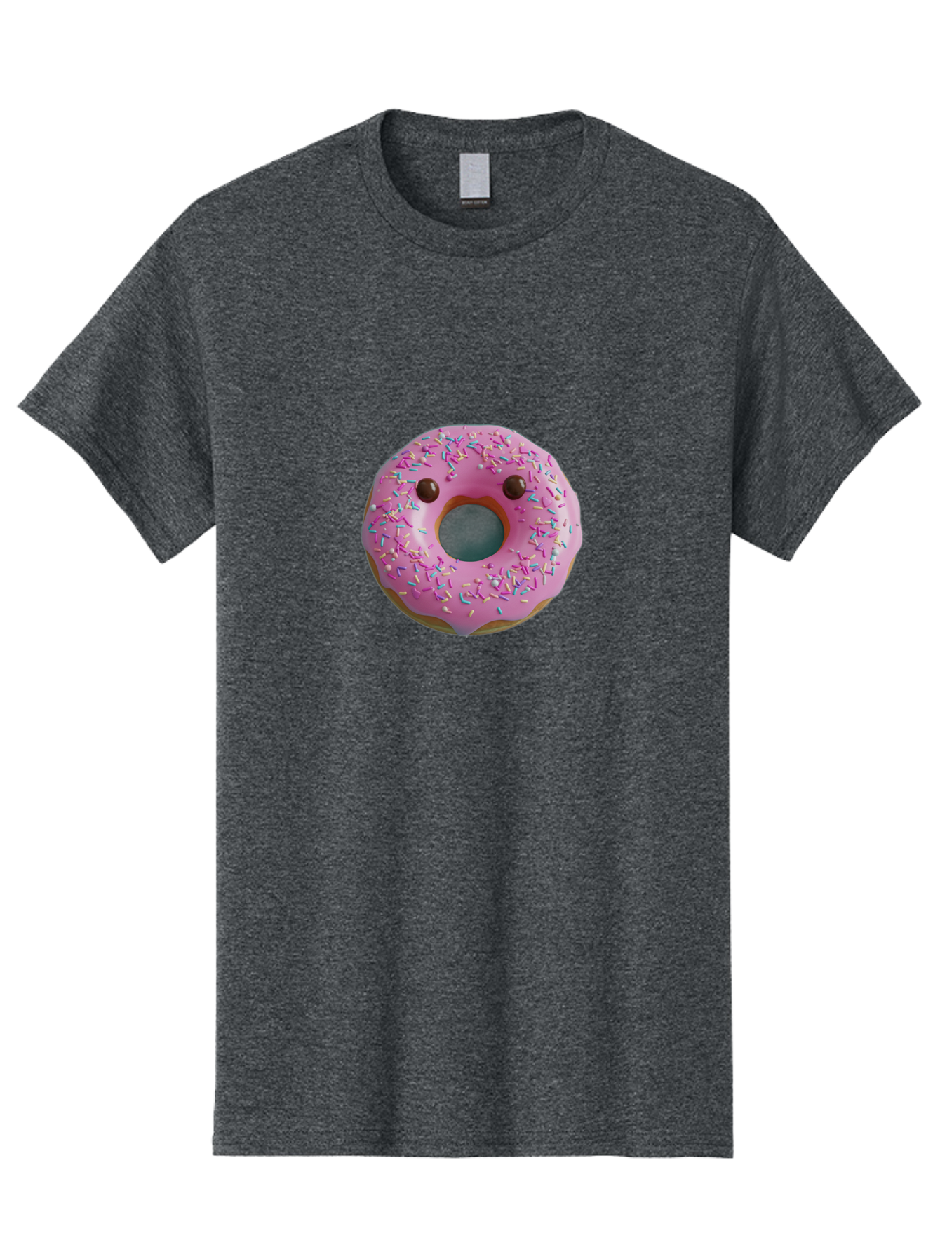 Pink-Donut-10 Men'S Graphic Tee, 100% Cotton, Comfortable Casual Summer Wear, Machine Washable, Pink Frosted Donut, Donut With Sprinkles, Chocolate Chip Eyes, Cute Donut, Sweet Treat, Colorful Dessert, Tasty Pastry, Donut Art, Fun Food, Bab148