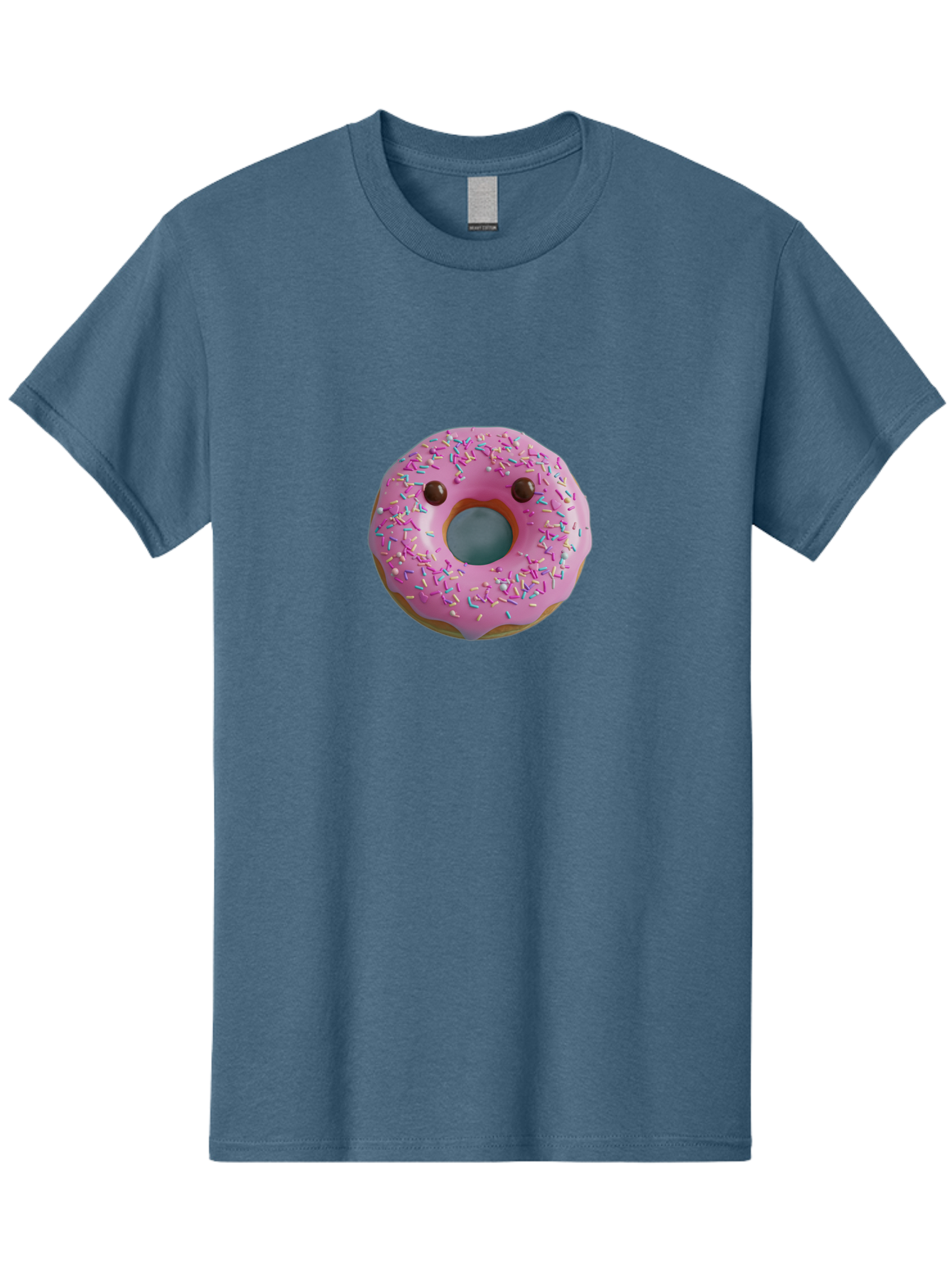 Pink-Donut-10 Men'S Graphic Tee, 100% Cotton, Comfortable Casual Summer Wear, Machine Washable, Pink Frosted Donut, Donut With Sprinkles, Chocolate Chip Eyes, Cute Donut, Sweet Treat, Colorful Dessert, Tasty Pastry, Donut Art, Fun Food, Bab148