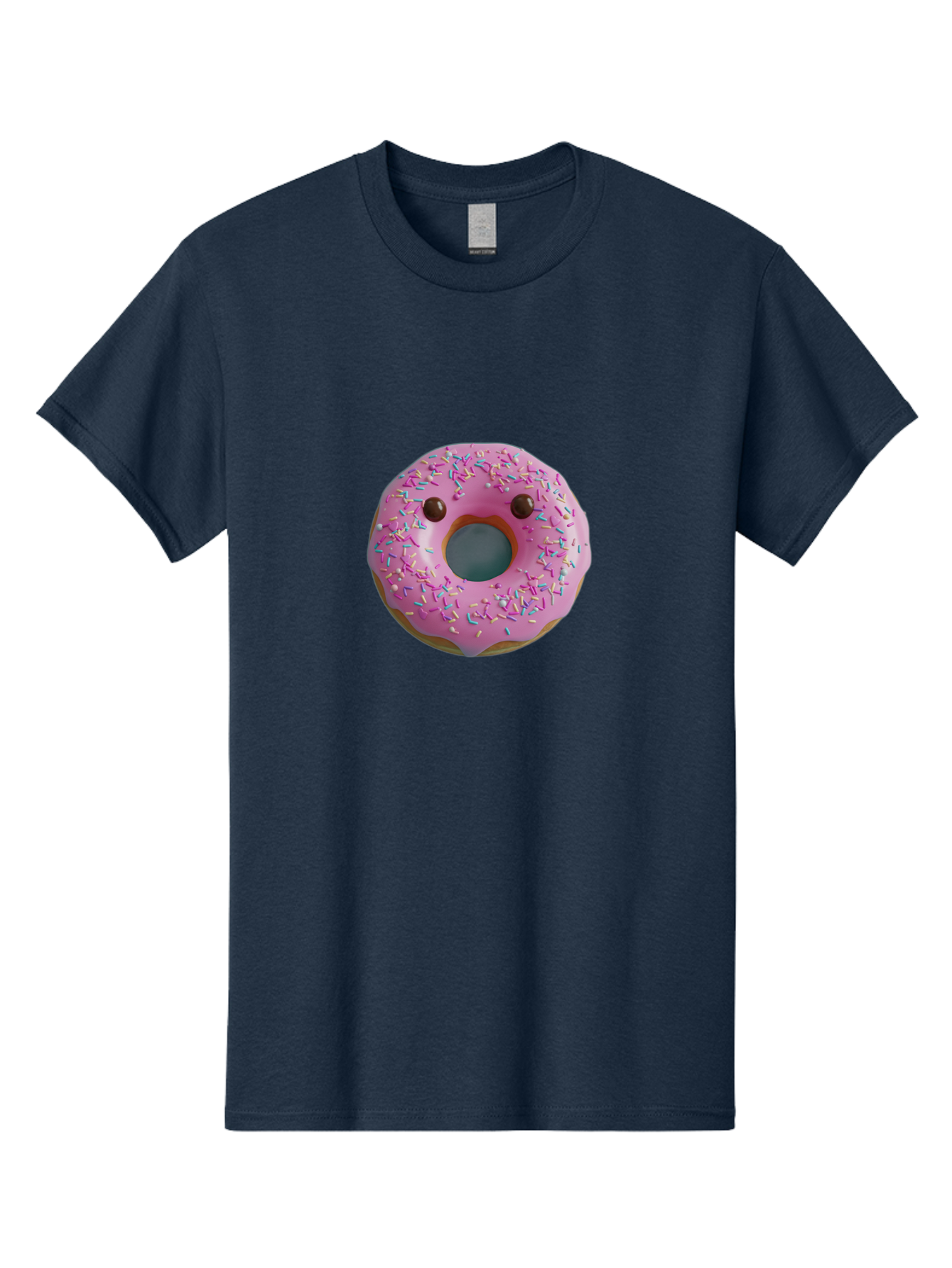 Pink-Donut-10 Men'S Graphic Tee, 100% Cotton, Comfortable Casual Summer Wear, Machine Washable, Pink Frosted Donut, Donut With Sprinkles, Chocolate Chip Eyes, Cute Donut, Sweet Treat, Colorful Dessert, Tasty Pastry, Donut Art, Fun Food, Bab148