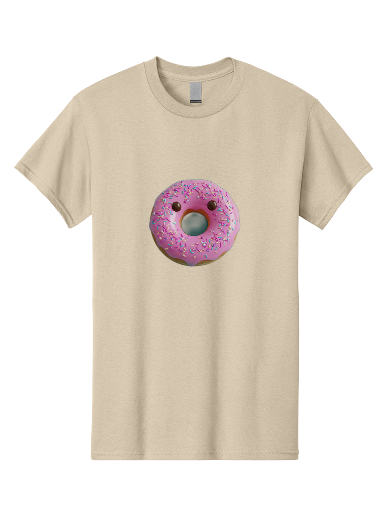 Pink-Donut-10 Men'S Graphic Tee, 100% Cotton, Comfortable Casual Summer Wear, Machine Washable, Pink Frosted Donut, Donut With Sprinkles, Chocolate Chip Eyes, Cute Donut, Sweet Treat, Colorful Dessert, Tasty Pastry, Donut Art, Fun Food, Bab148