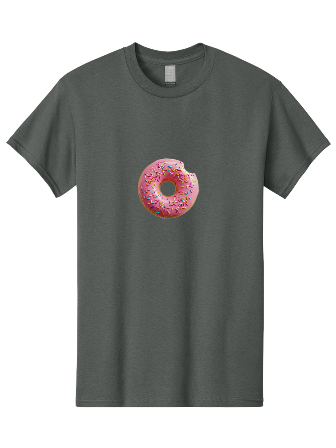 Pink-Donut-2 Men'S Graphic Tee, 100% Cotton, Comfortable Casual Summer Wear, Machine Washable, Pink Frosted Donut, Donut With Sprinkles, Sweet Treats, Colorful Dessert, Bitten Donut, Sprinkles, Tasty Pastry, Sweet Indulgence, Dessert Delight Bab149
