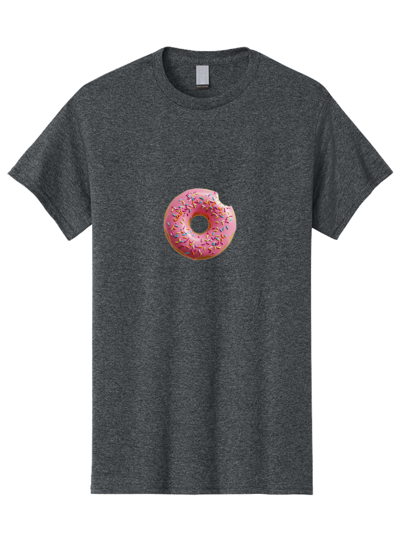 Pink-Donut-2 Men'S Graphic Tee, 100% Cotton, Comfortable Casual Summer Wear, Machine Washable, Pink Frosted Donut, Donut With Sprinkles, Sweet Treats, Colorful Dessert, Bitten Donut, Sprinkles, Tasty Pastry, Sweet Indulgence, Dessert Delight Bab149