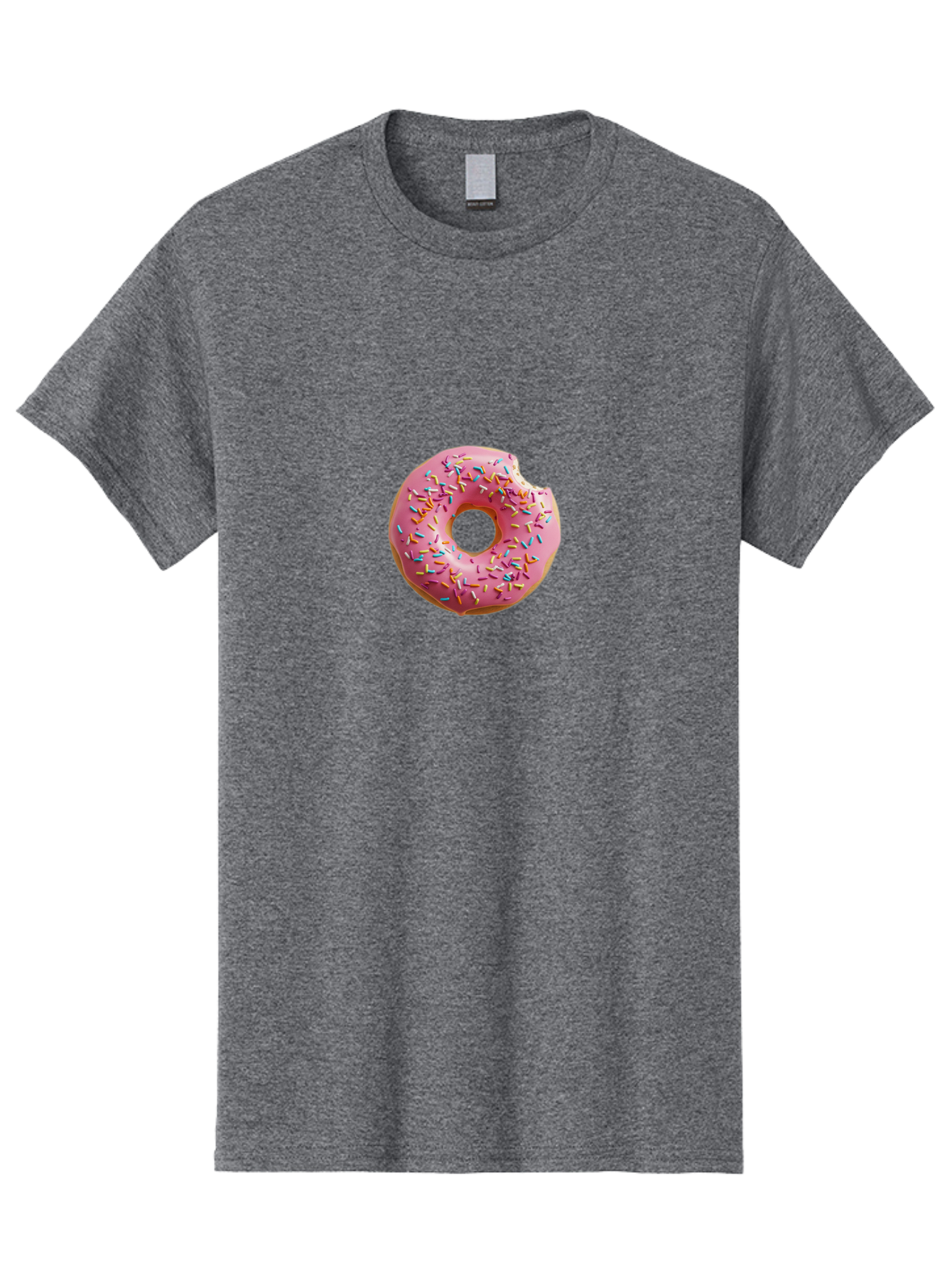 Pink-Donut-2 Men'S Graphic Tee, 100% Cotton, Comfortable Casual Summer Wear, Machine Washable, Pink Frosted Donut, Donut With Sprinkles, Sweet Treats, Colorful Dessert, Bitten Donut, Sprinkles, Tasty Pastry, Sweet Indulgence, Dessert Delight Bab149