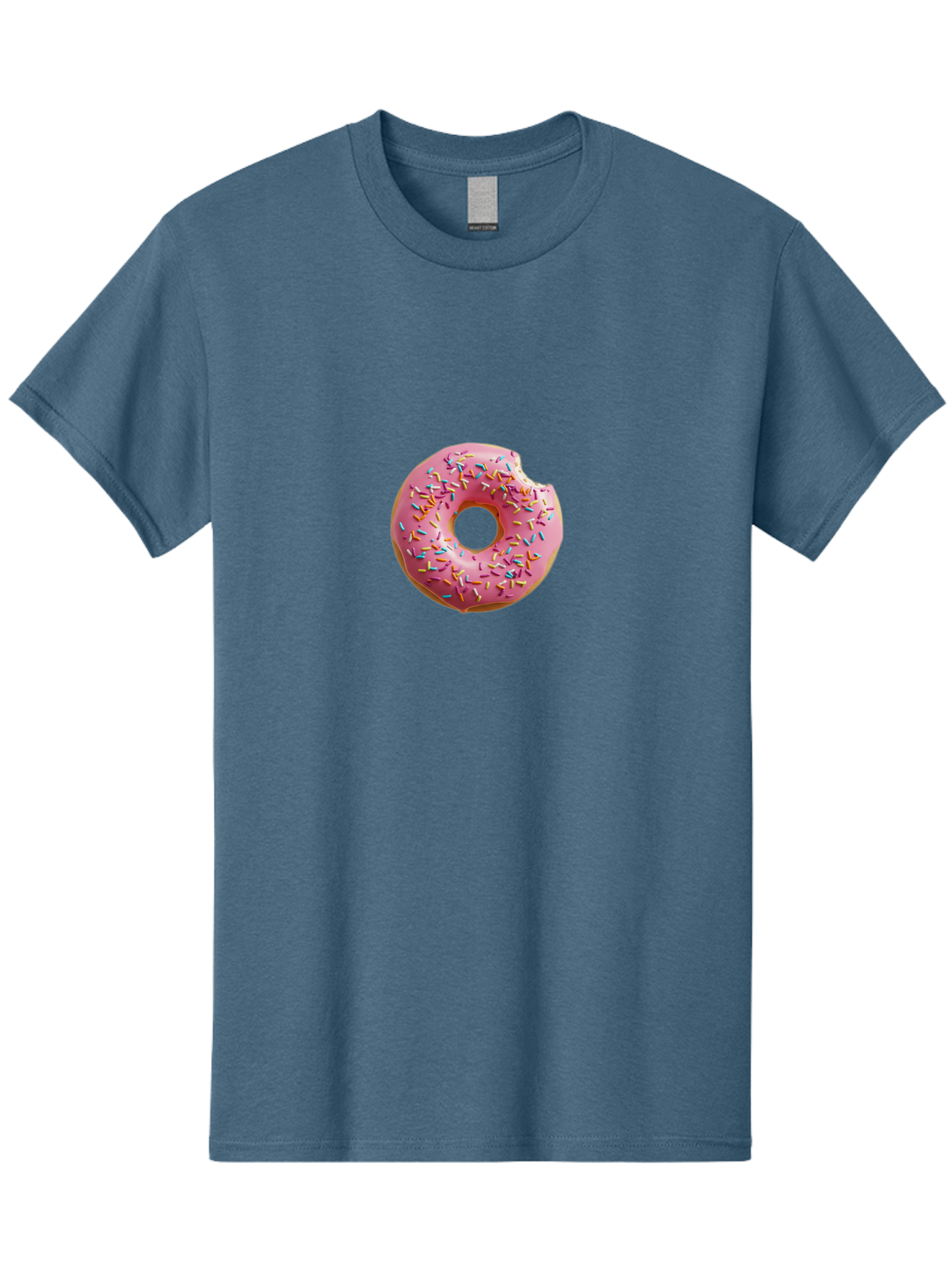 Pink-Donut-2 Men'S Graphic Tee, 100% Cotton, Comfortable Casual Summer Wear, Machine Washable, Pink Frosted Donut, Donut With Sprinkles, Sweet Treats, Colorful Dessert, Bitten Donut, Sprinkles, Tasty Pastry, Sweet Indulgence, Dessert Delight Bab149