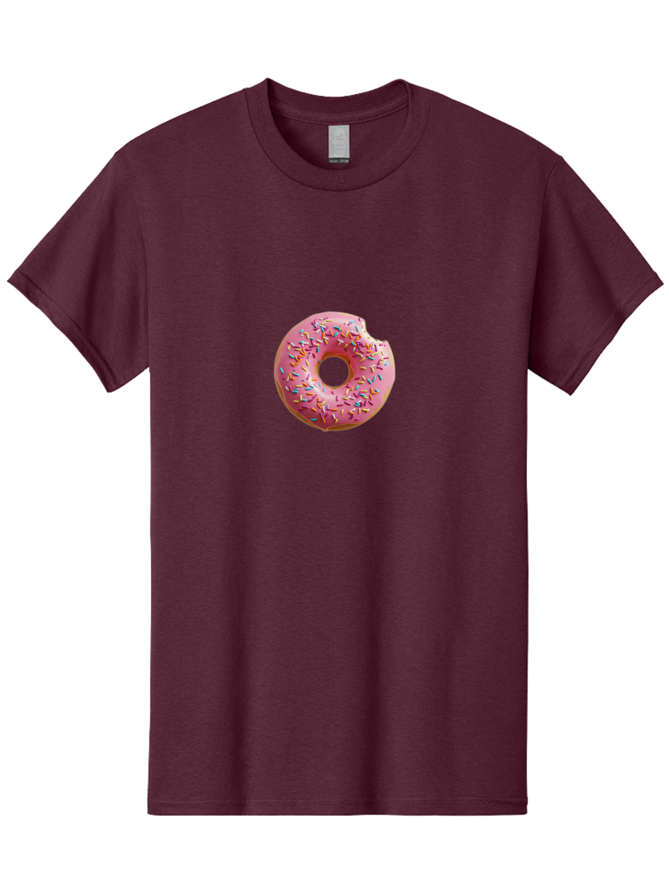 Pink-Donut-2 Men'S Graphic Tee, 100% Cotton, Comfortable Casual Summer Wear, Machine Washable, Pink Frosted Donut, Donut With Sprinkles, Sweet Treats, Colorful Dessert, Bitten Donut, Sprinkles, Tasty Pastry, Sweet Indulgence, Dessert Delight Bab149