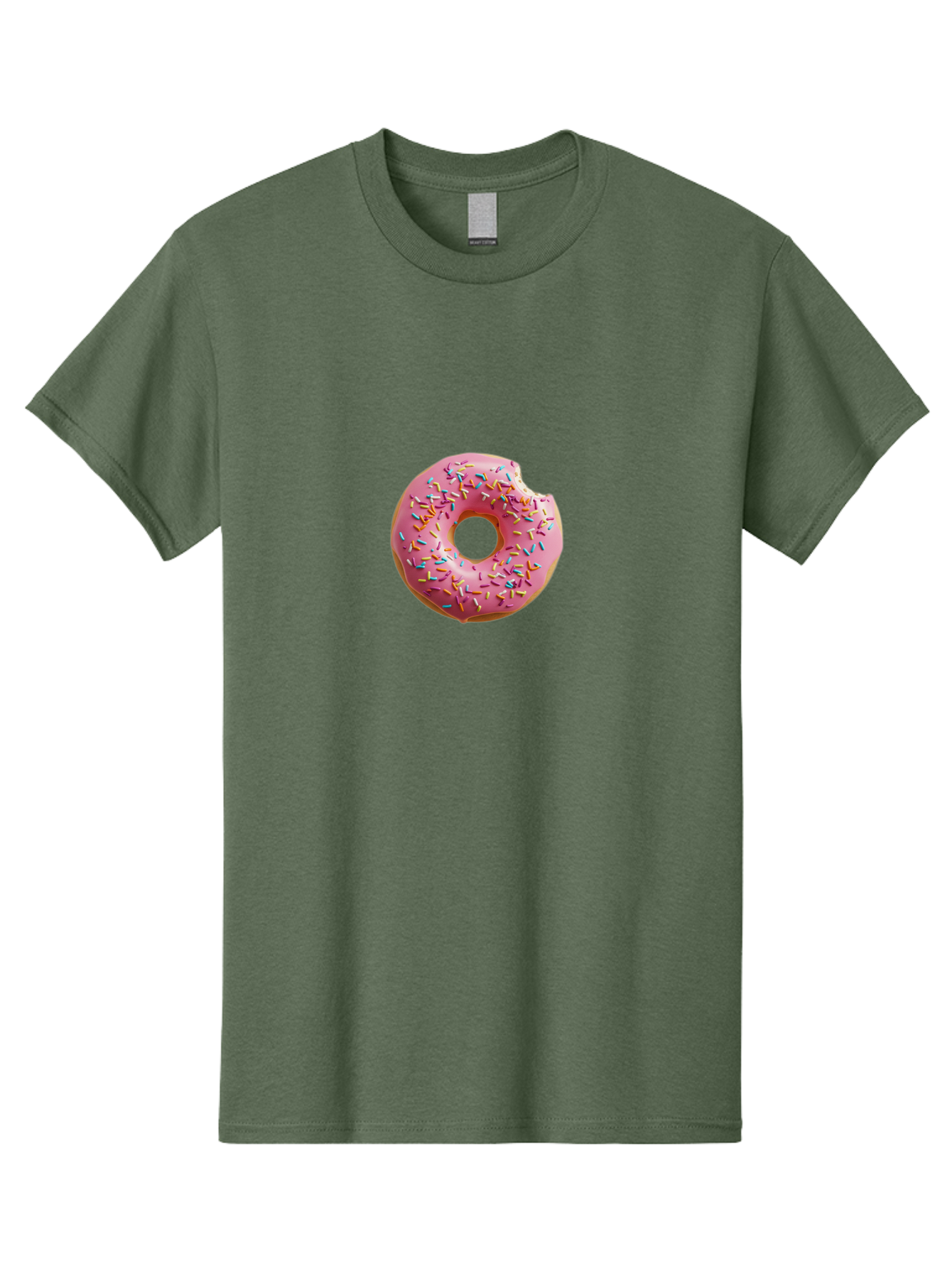 Pink-Donut-2 Men'S Graphic Tee, 100% Cotton, Comfortable Casual Summer Wear, Machine Washable, Pink Frosted Donut, Donut With Sprinkles, Sweet Treats, Colorful Dessert, Bitten Donut, Sprinkles, Tasty Pastry, Sweet Indulgence, Dessert Delight Bab149