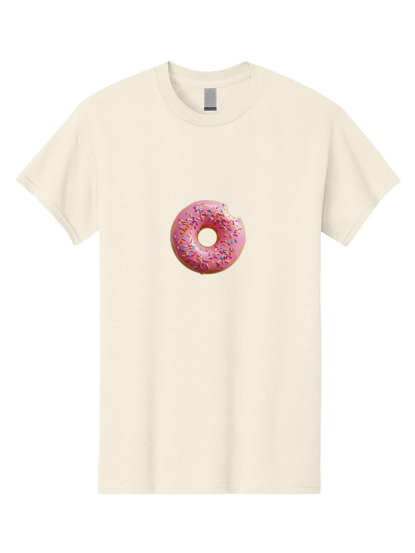 Pink-Donut-2 Men'S Graphic Tee, 100% Cotton, Comfortable Casual Summer Wear, Machine Washable, Pink Frosted Donut, Donut With Sprinkles, Sweet Treats, Colorful Dessert, Bitten Donut, Sprinkles, Tasty Pastry, Sweet Indulgence, Dessert Delight Bab149