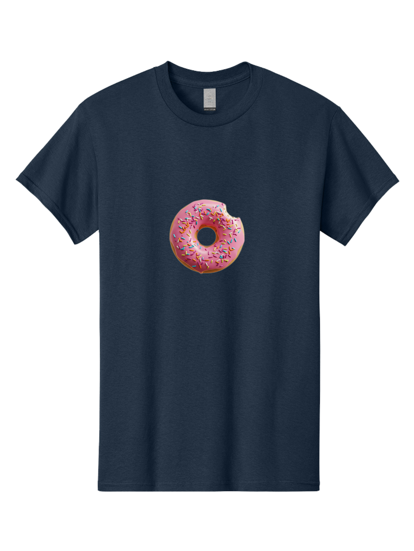 Pink-Donut-2 Men'S Graphic Tee, 100% Cotton, Comfortable Casual Summer Wear, Machine Washable, Pink Frosted Donut, Donut With Sprinkles, Sweet Treats, Colorful Dessert, Bitten Donut, Sprinkles, Tasty Pastry, Sweet Indulgence, Dessert Delight Bab149
