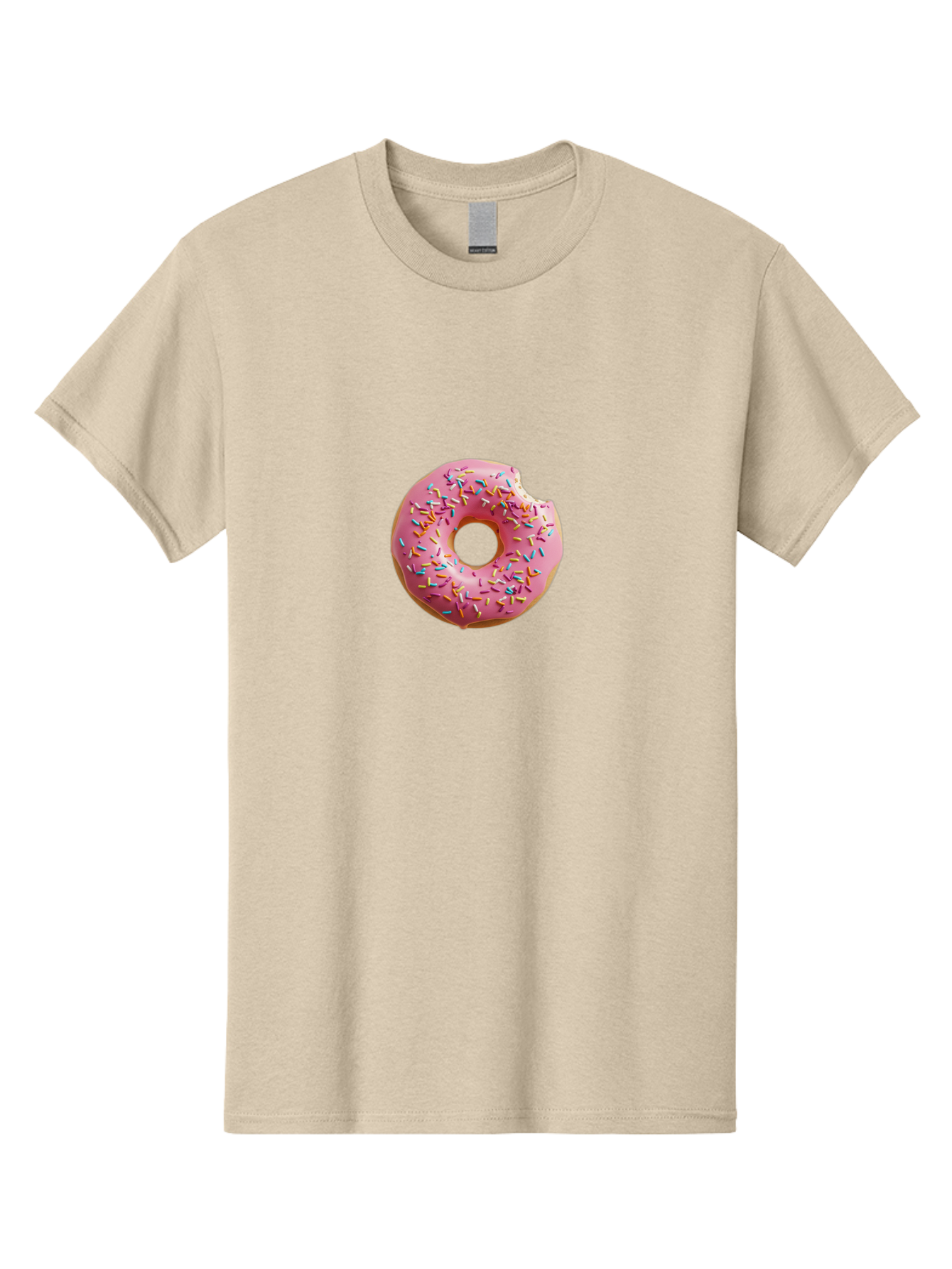 Pink-Donut-2 Men'S Graphic Tee, 100% Cotton, Comfortable Casual Summer Wear, Machine Washable, Pink Frosted Donut, Donut With Sprinkles, Sweet Treats, Colorful Dessert, Bitten Donut, Sprinkles, Tasty Pastry, Sweet Indulgence, Dessert Delight Bab149